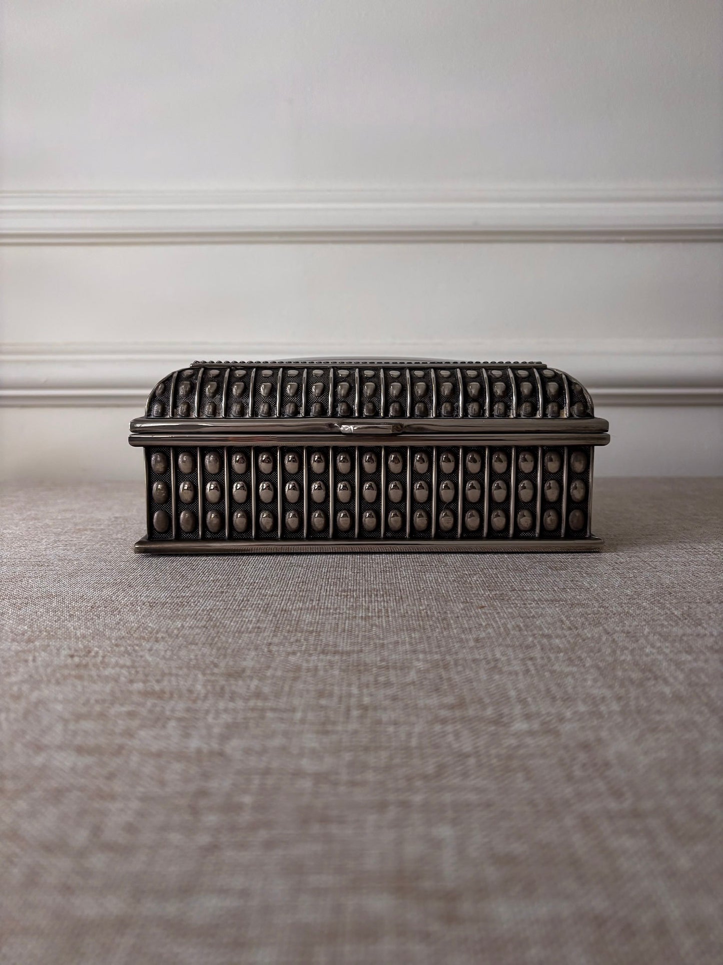 Silver-Plated Beaded Jewellery Trinket Box