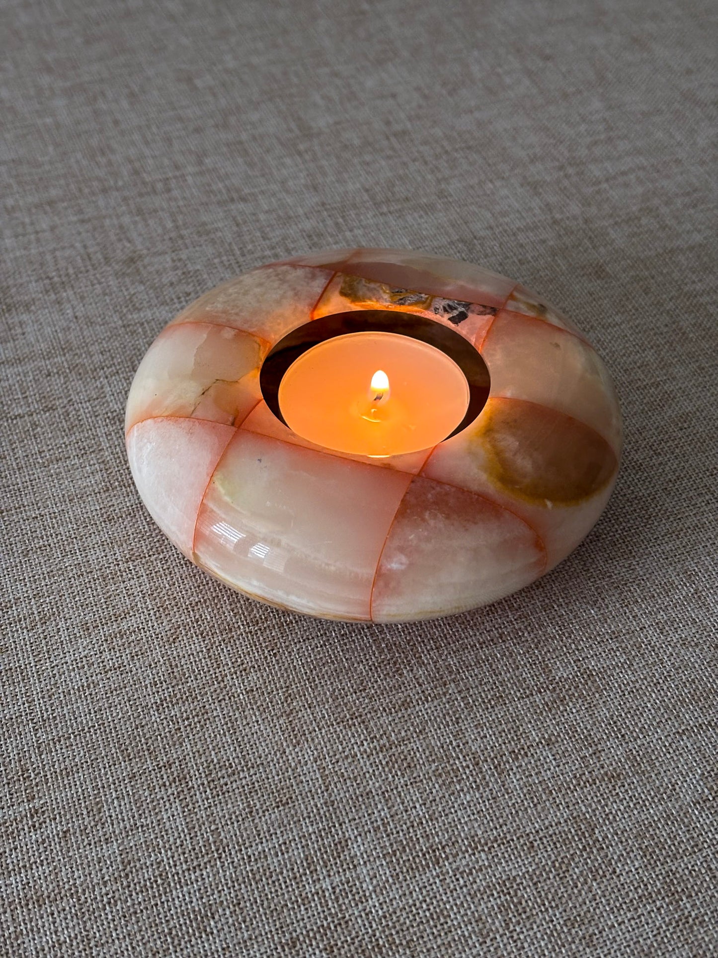 Checked Onyx Tea-Light Dish / Ashtray