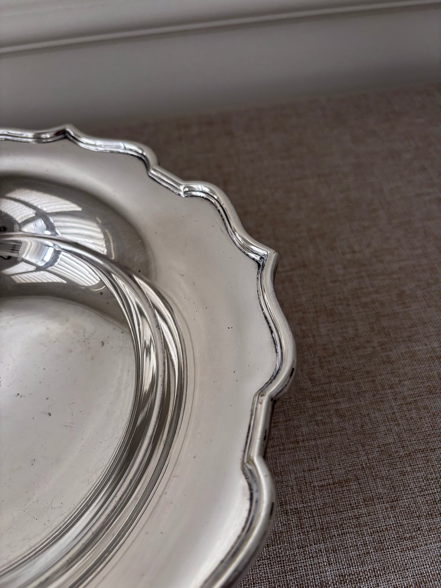 Silver Plate Scalloped Edge Tazza Pedestal Dish / Bowl