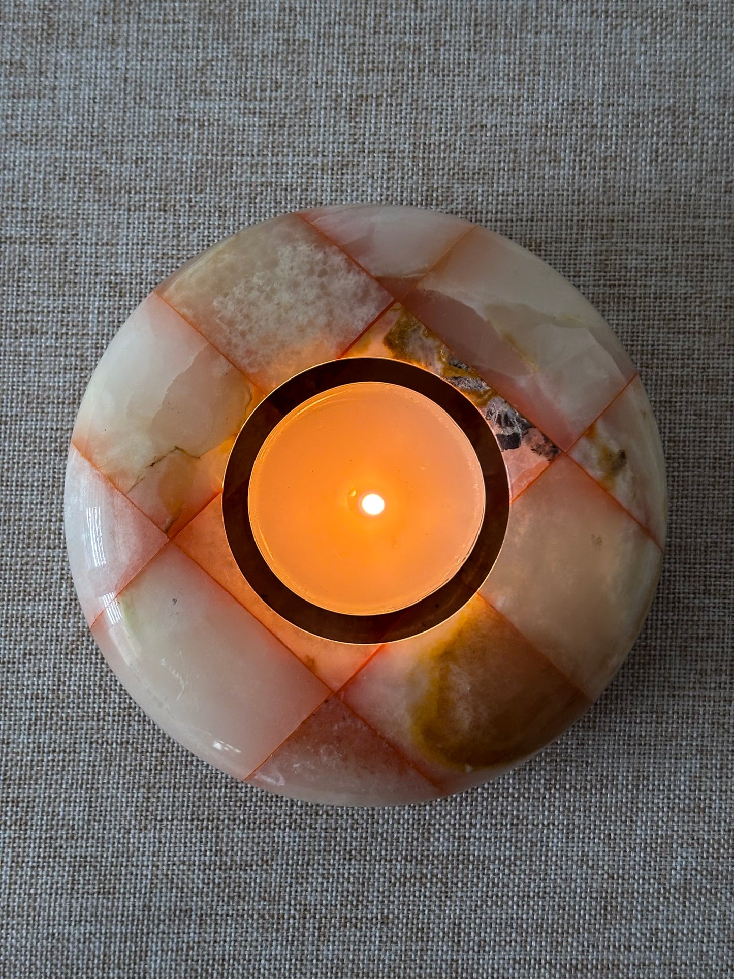 Checked Onyx Tea-Light Dish / Ashtray