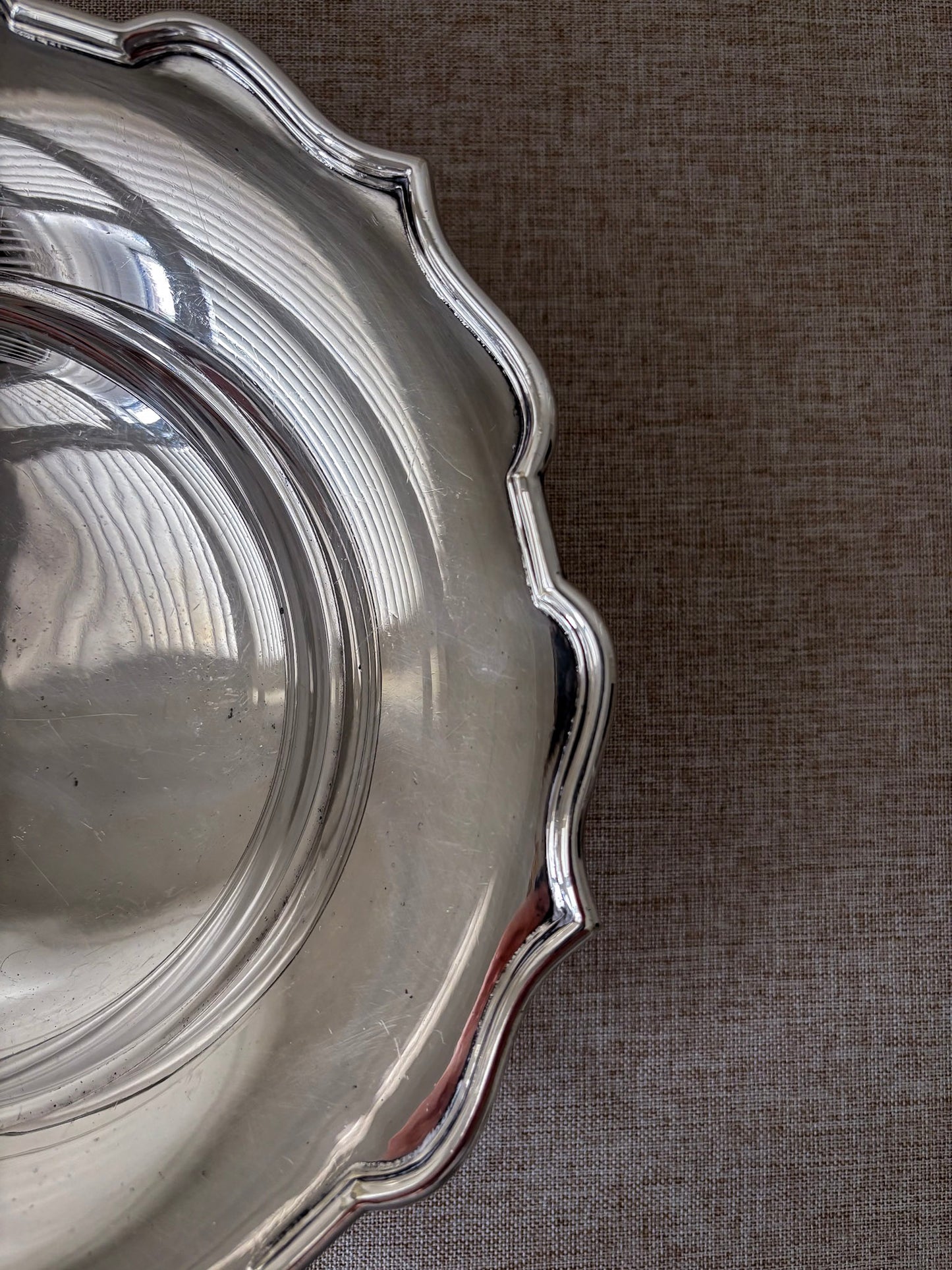 Silver Plate Scalloped Edge Tazza Pedestal Dish / Bowl