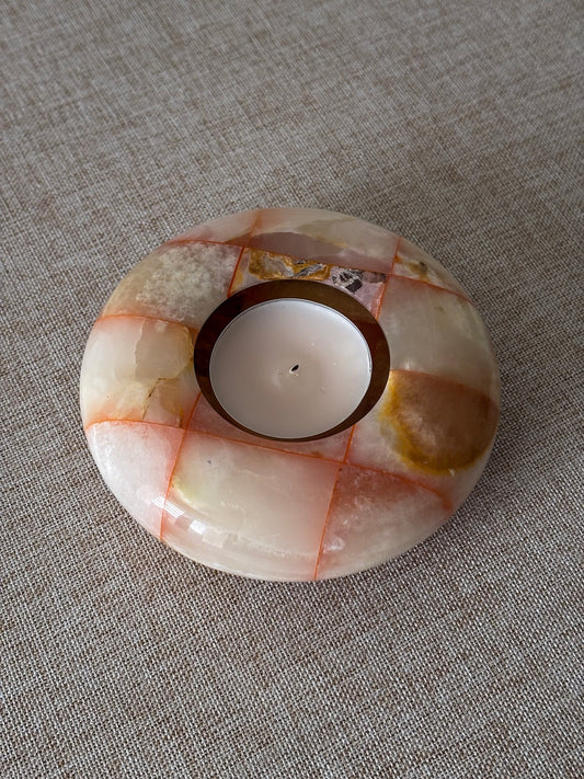 Checked Onyx Tea-Light Dish / Ashtray
