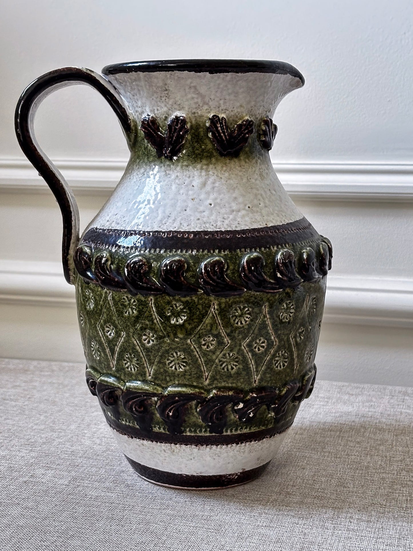 Vintage Italian Ceramic Jug Vase Attributed to Nuovo Rinascimento | Mid Century Pottery
