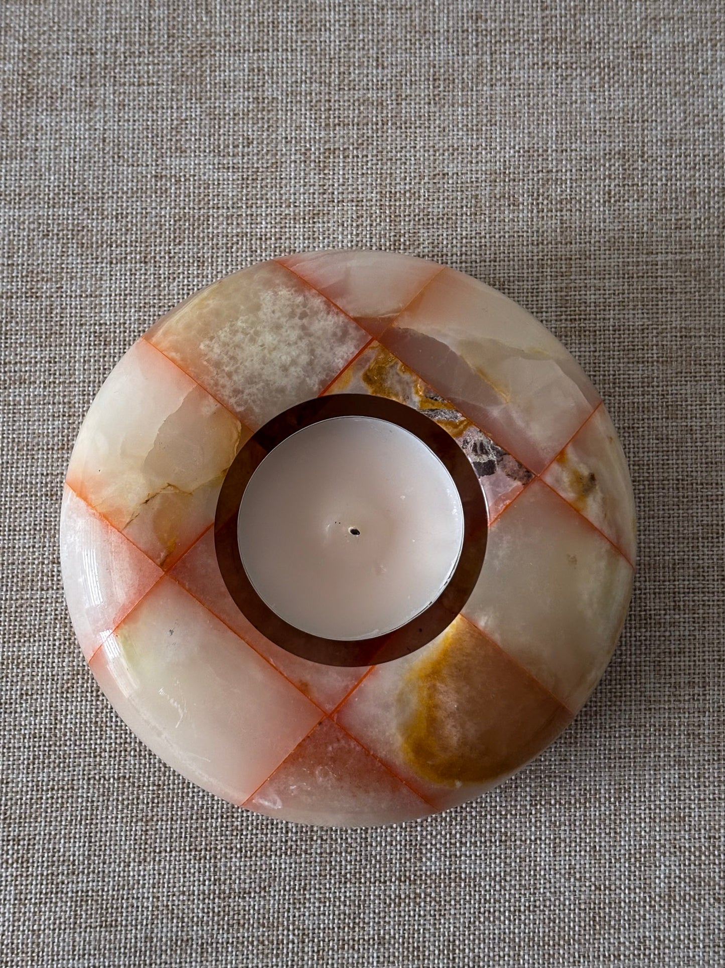 Checked Onyx Tea-Light Dish / Ashtray