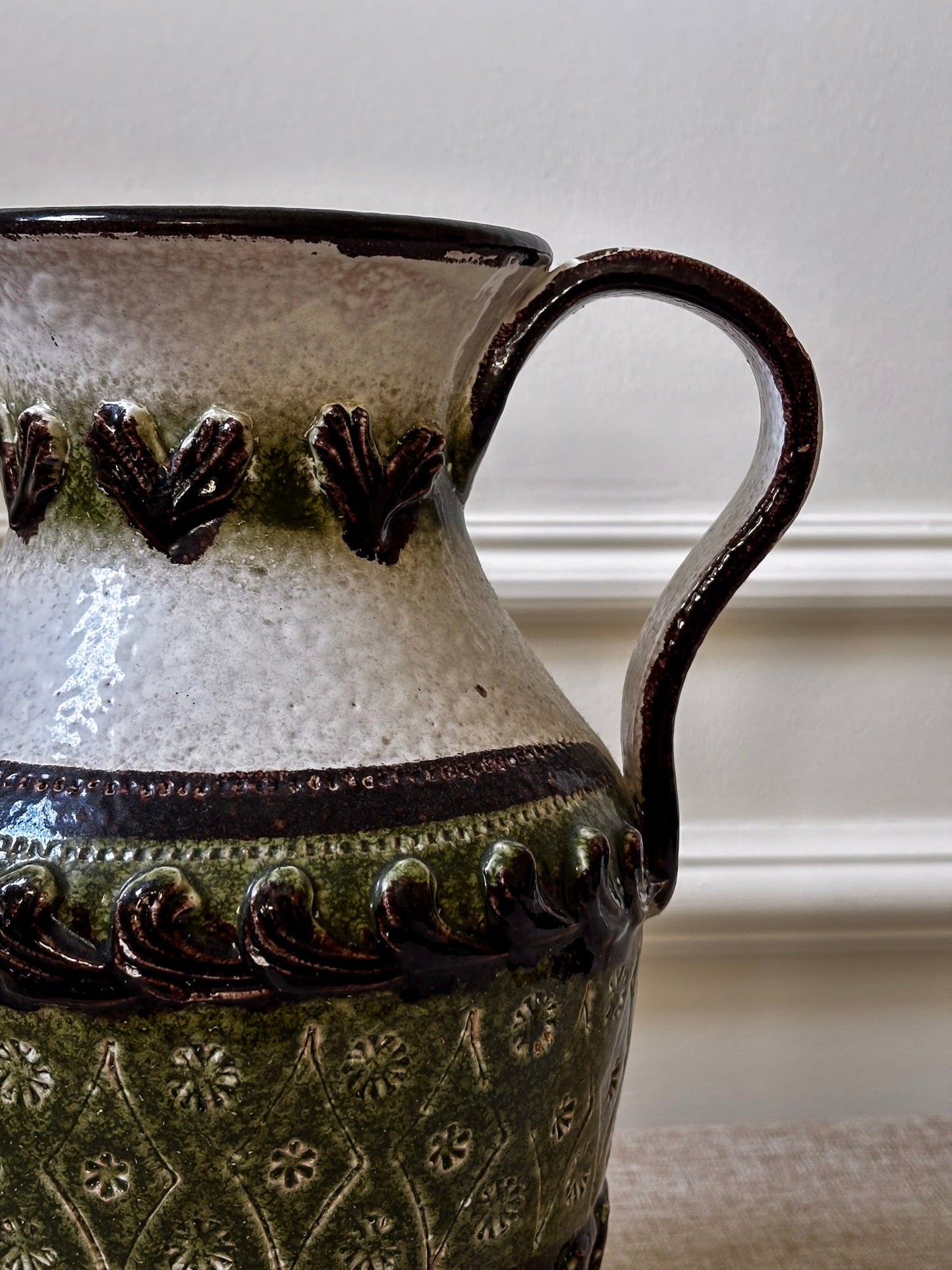 Vintage Italian Ceramic Jug Vase Attributed to Nuovo Rinascimento | Mid Century Pottery