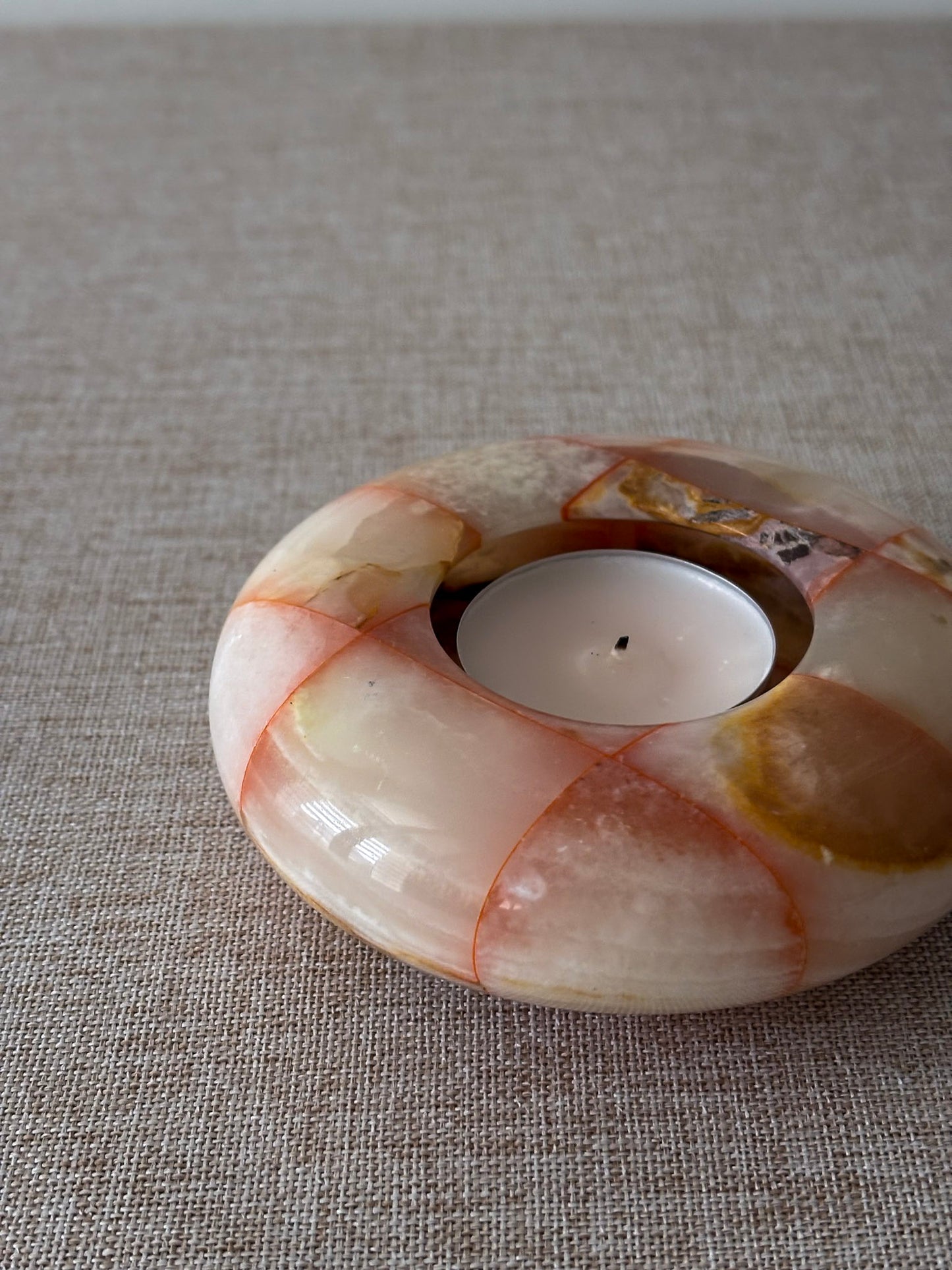 Checked Onyx Tea-Light Dish / Ashtray