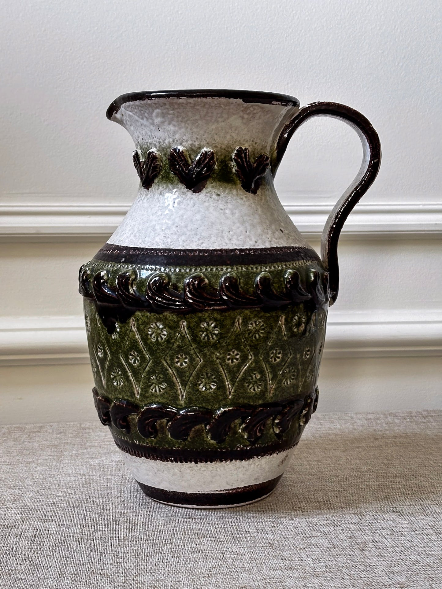 Vintage Italian Ceramic Jug Vase Attributed to Nuovo Rinascimento | Mid Century Pottery