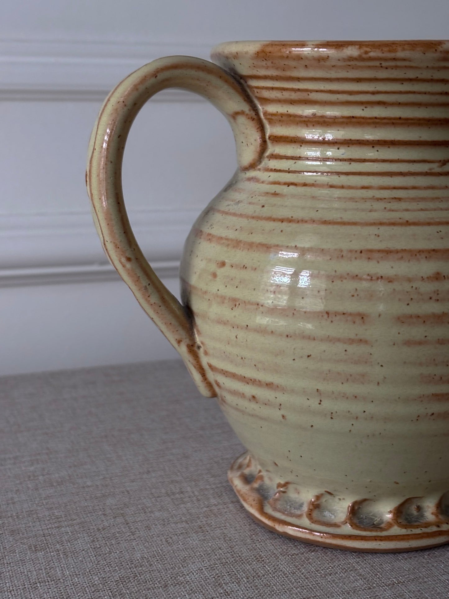 Vintage Studio Pottery Ribbed Rustic Jug