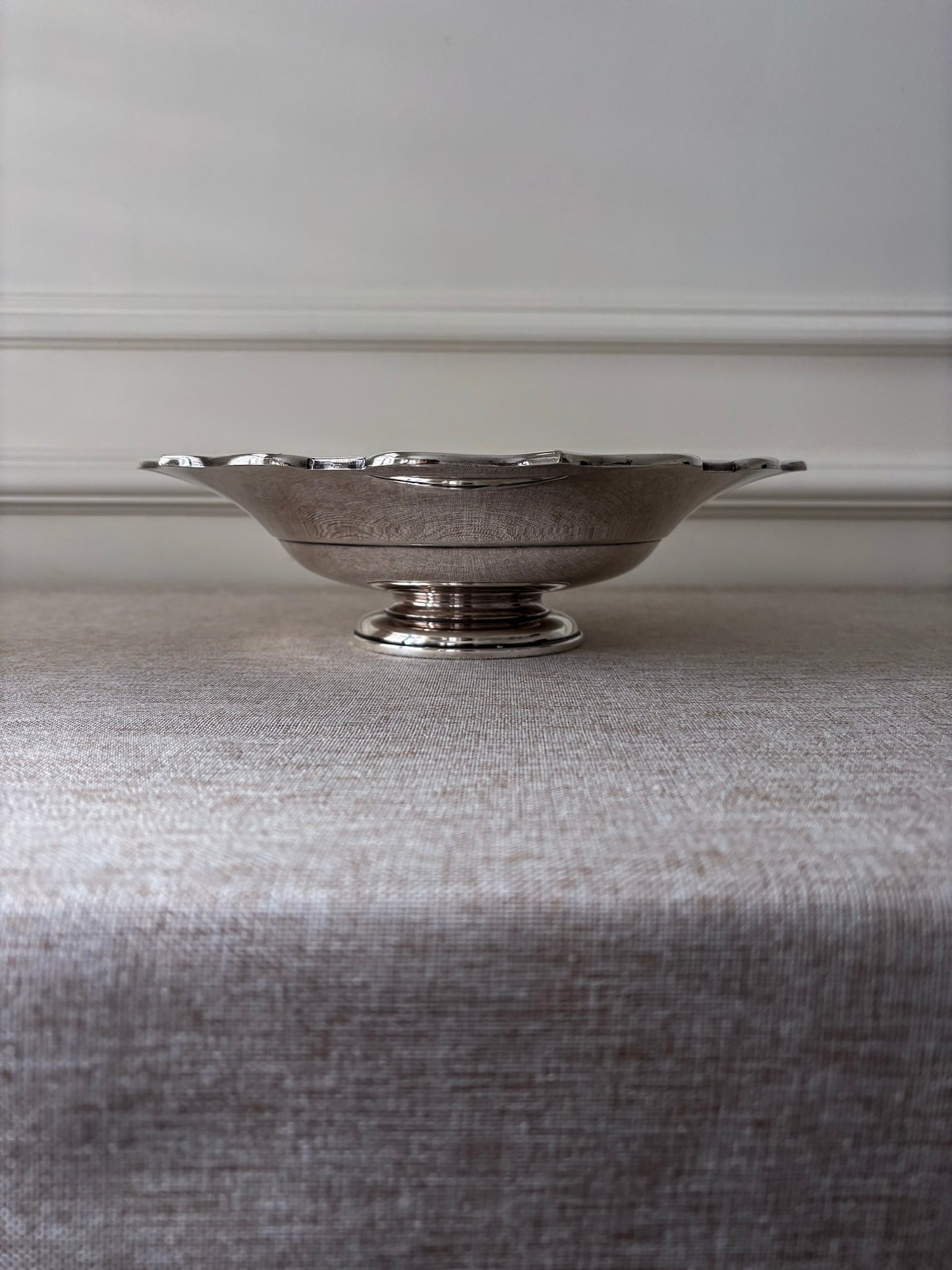 Silver Plate Scalloped Edge Tazza Pedestal Dish / Bowl