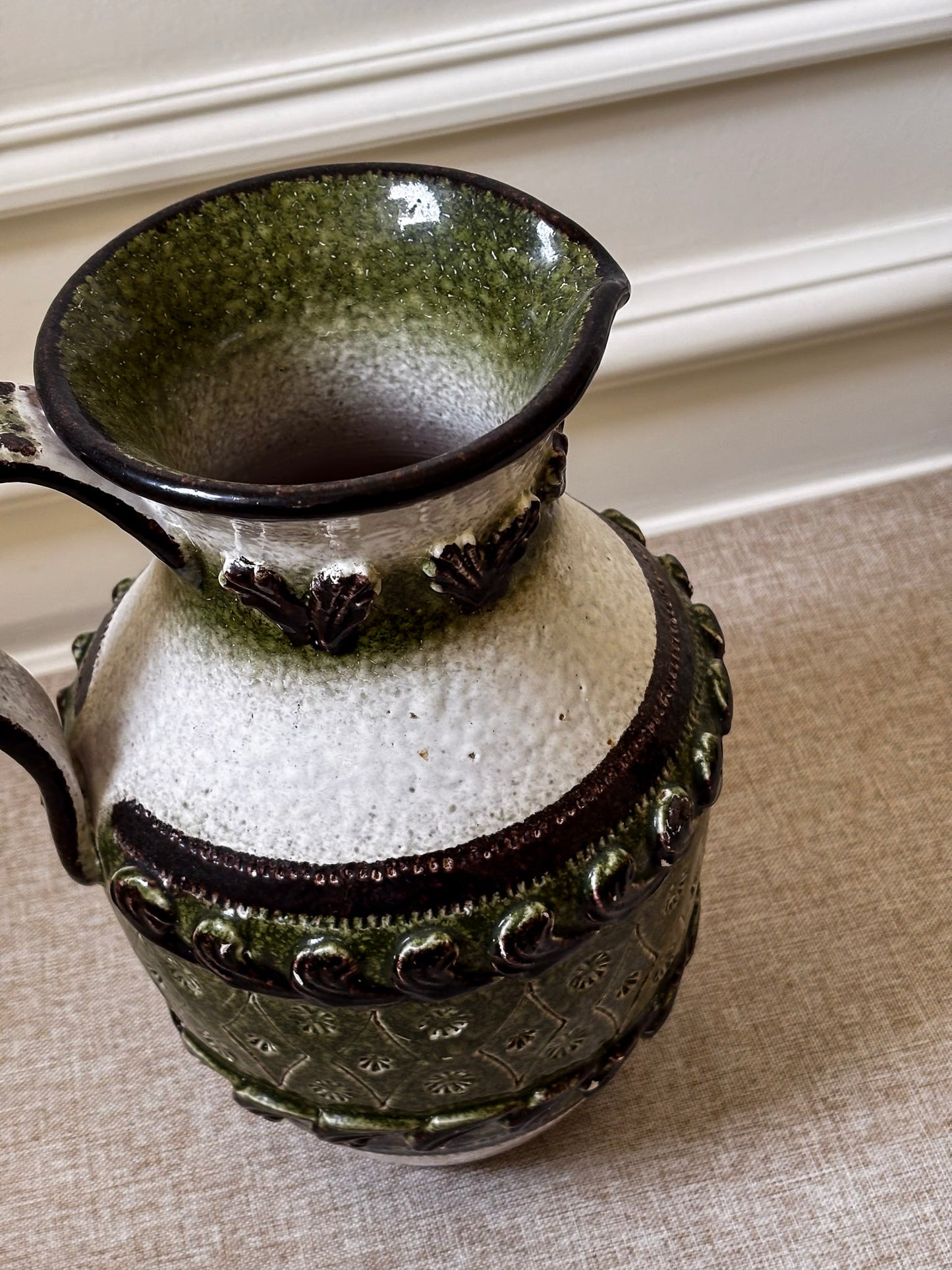 Vintage Italian Ceramic Jug Vase Attributed to Nuovo Rinascimento | Mid Century Pottery