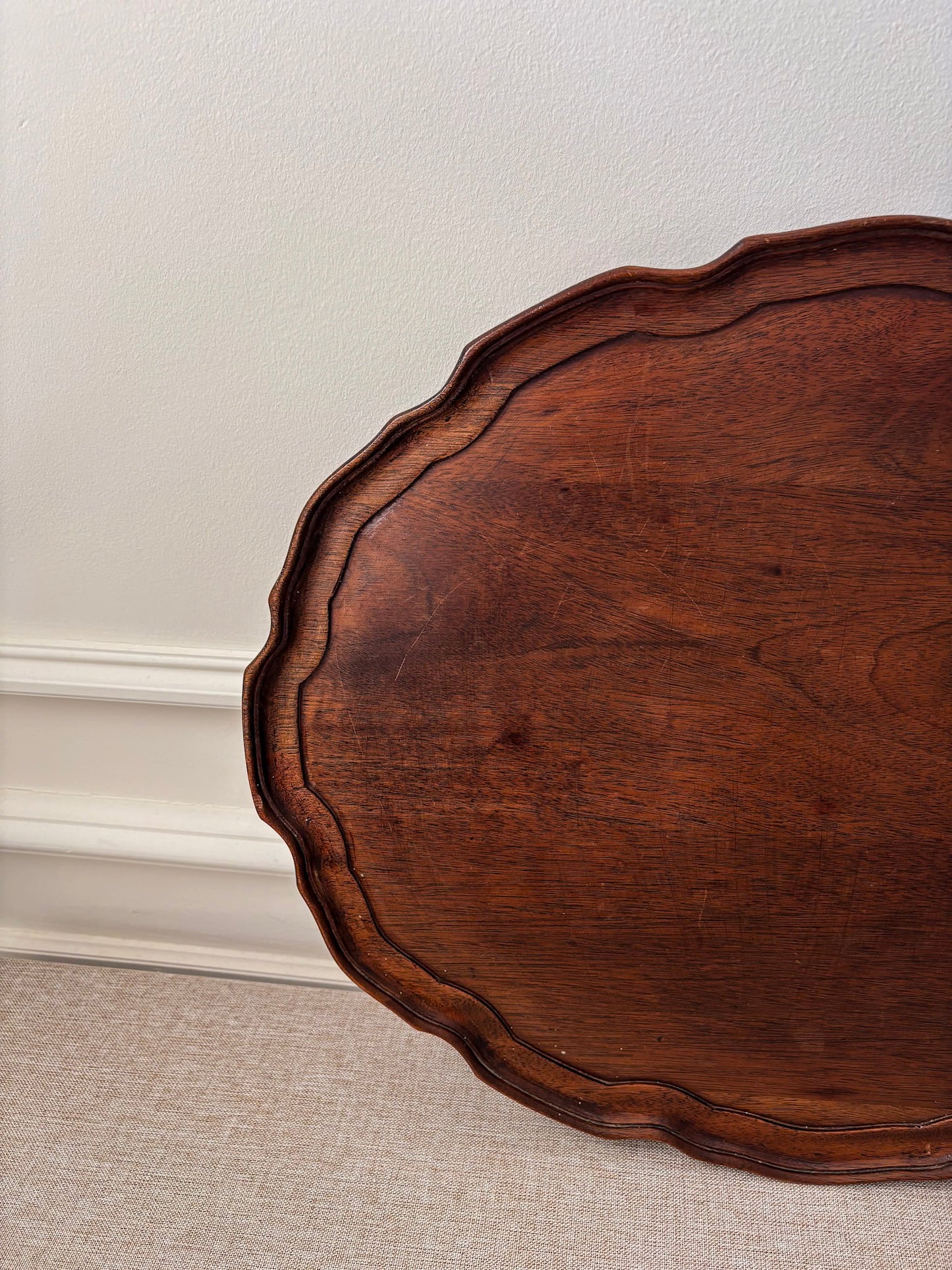 Scalloped Edge Wooden Serving/ Decorative Tray