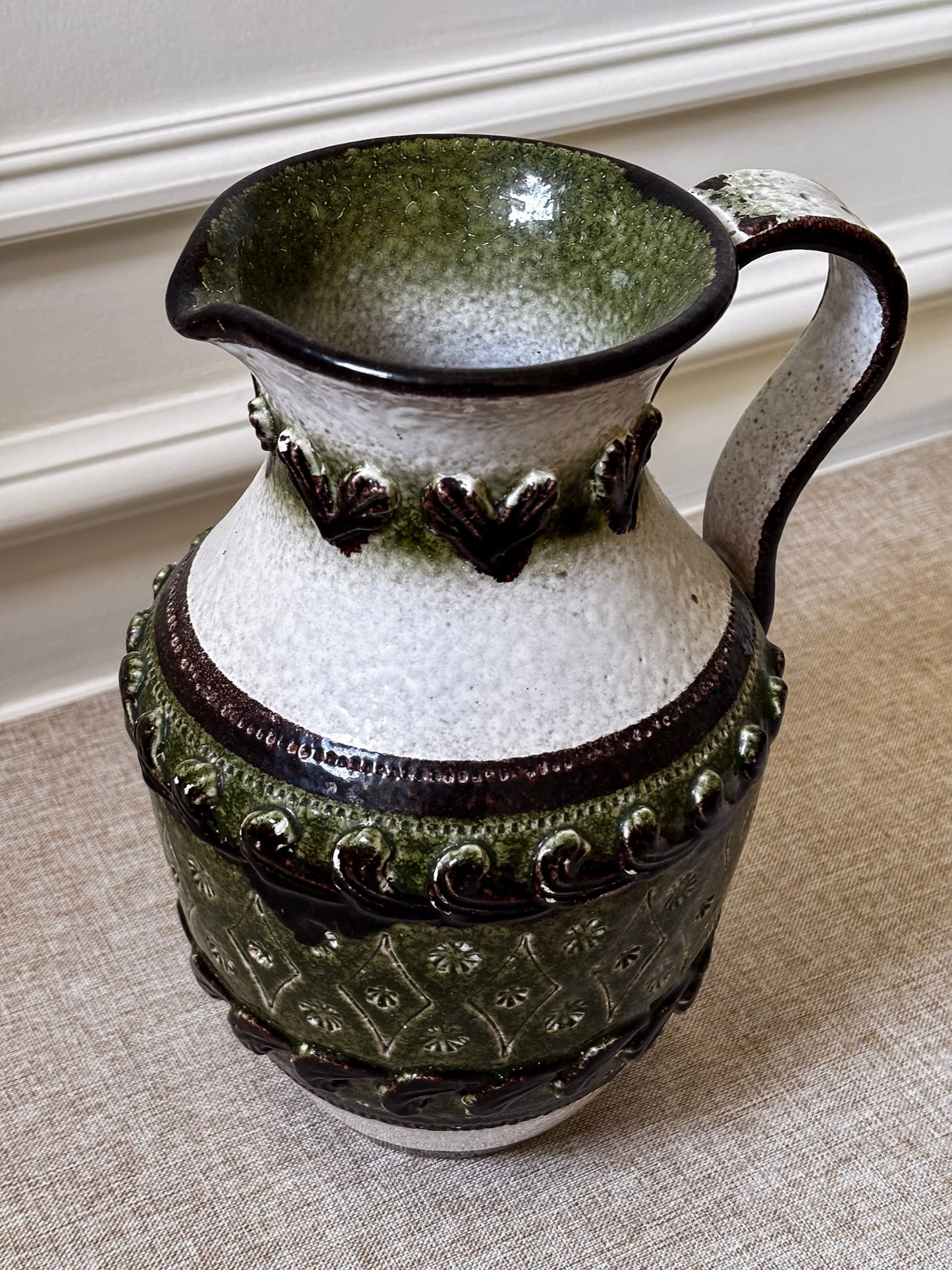 Vintage Italian Ceramic Jug Vase Attributed to Nuovo Rinascimento | Mid Century Pottery