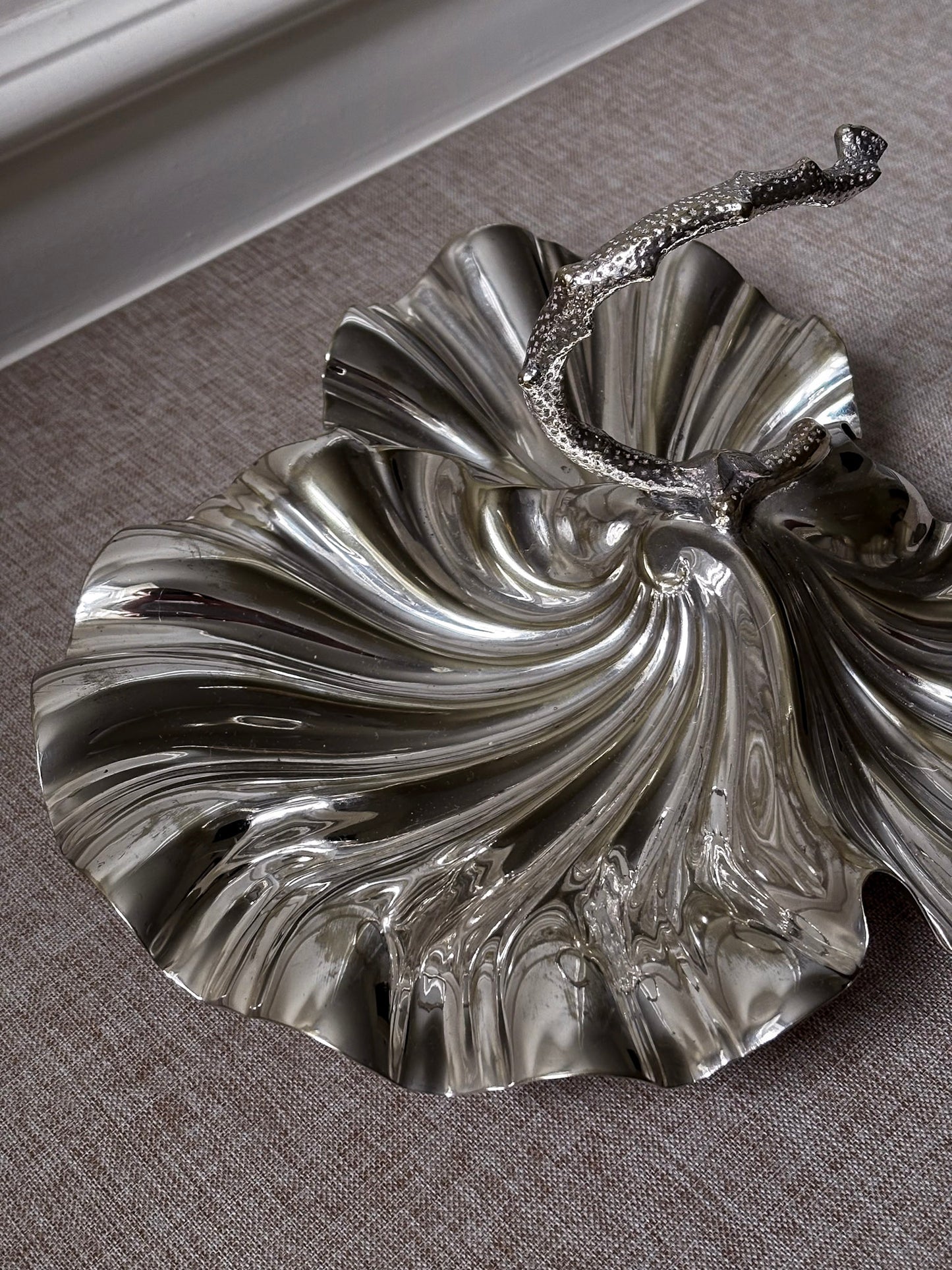 Vintage D&A EPNS Silver Plated Shell Dish | Sculptural Italian Centrepiece Bowl