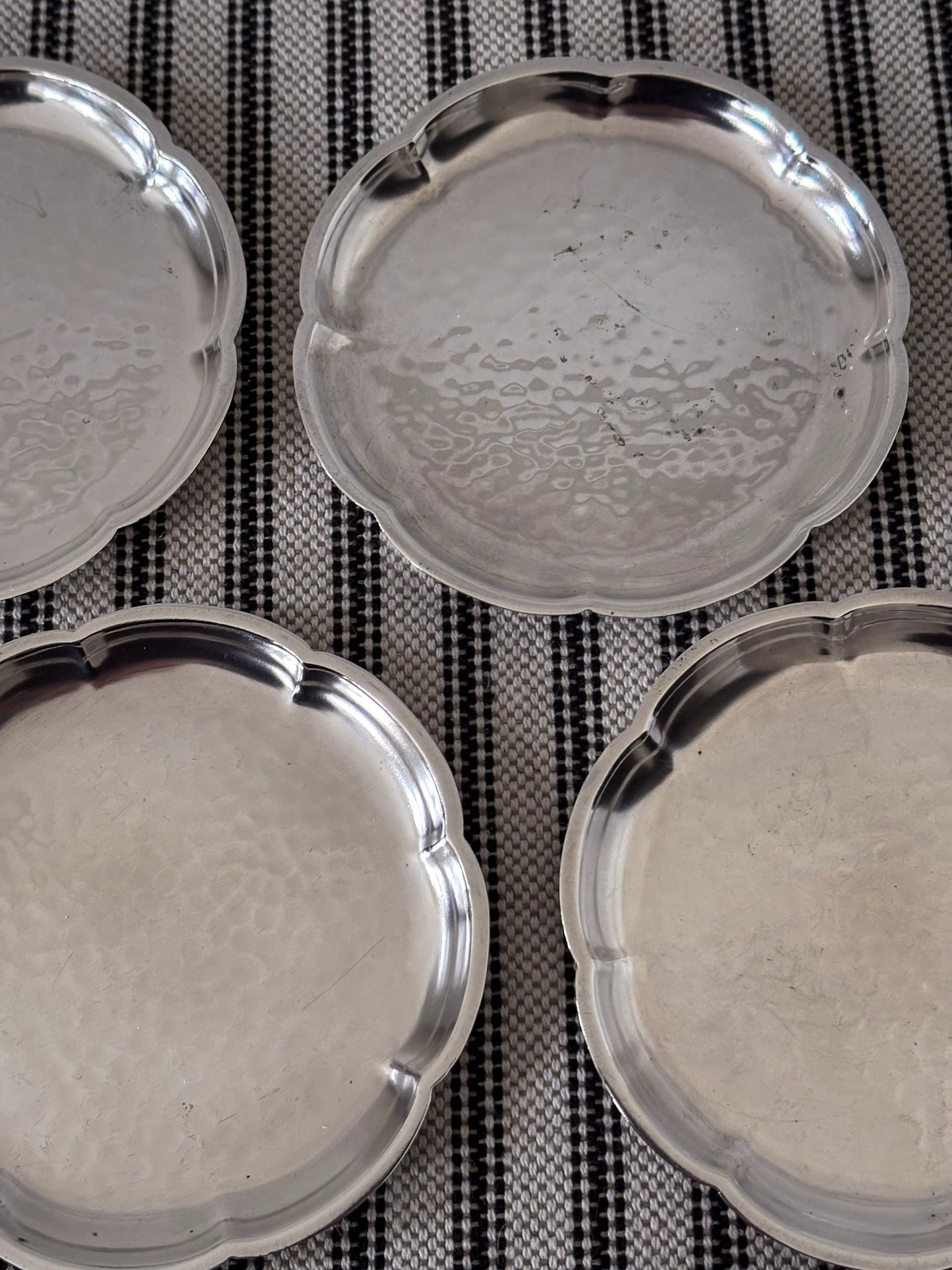 Silver-Plated Scalloped Edge Coasters - Set of Four