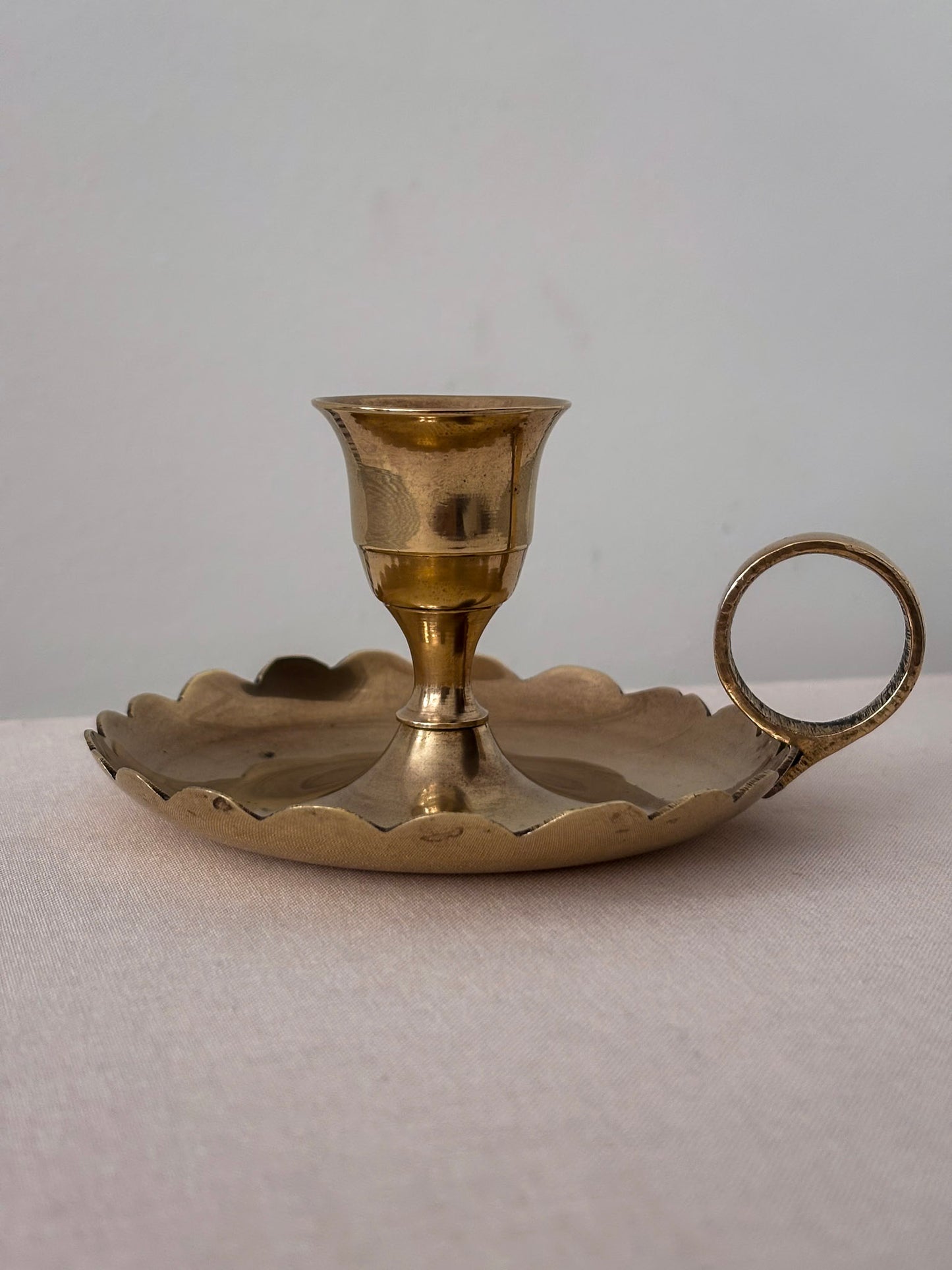 Brass Chamberstick Scalloped Candle Holder