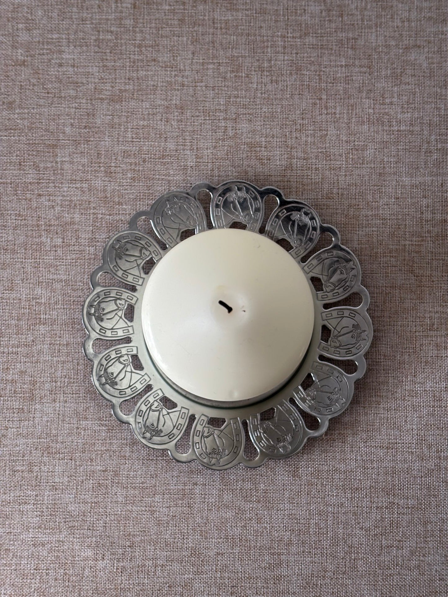 Silver-Tone Horseshoe Trinket Tray / Candle Plate