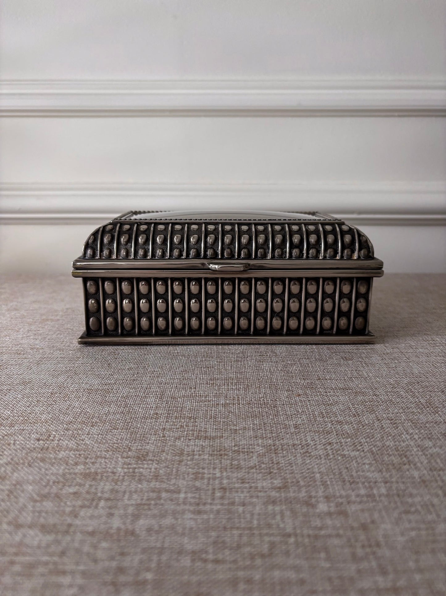 Silver-Plated Beaded Jewellery Trinket Box