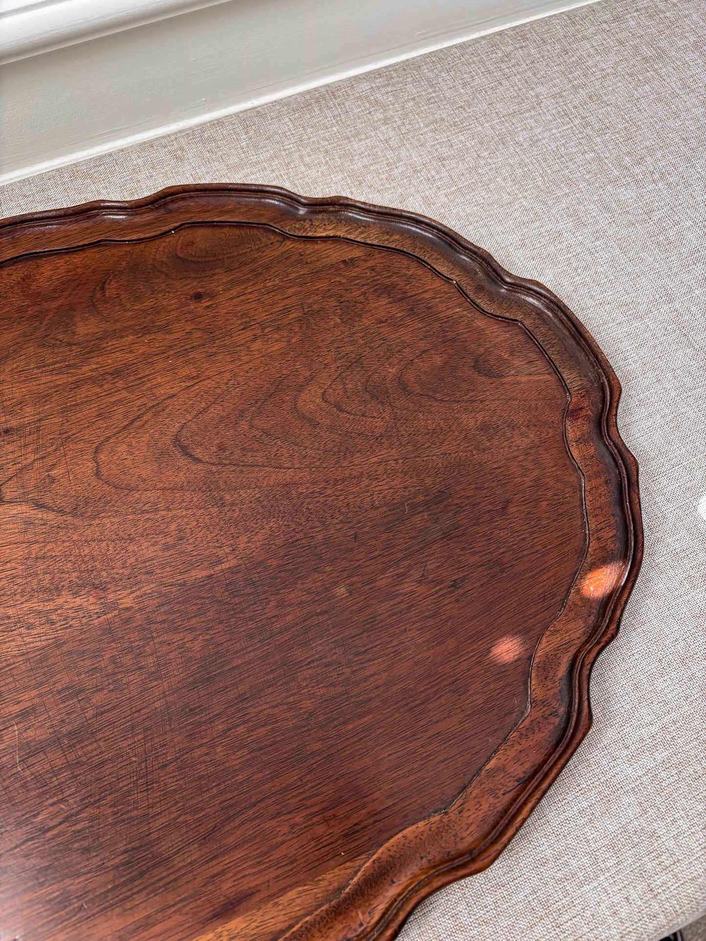 Scalloped Edge Wooden Serving/ Decorative Tray