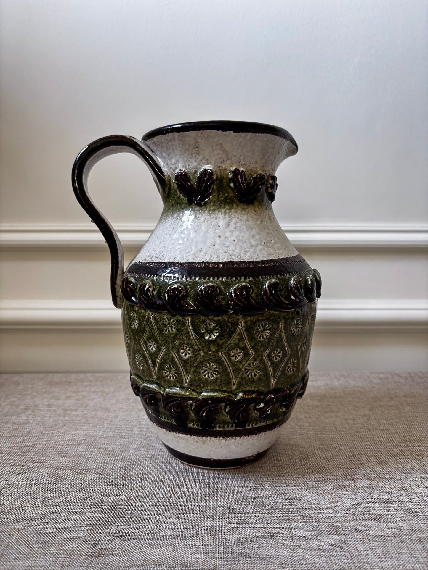 Vintage Italian Ceramic Jug Vase Attributed to Nuovo Rinascimento | Mid Century Pottery