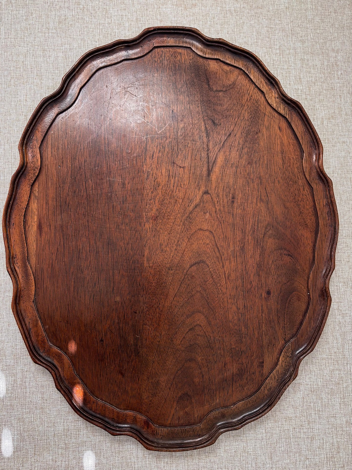 Scalloped Edge Wooden Serving/ Decorative Tray