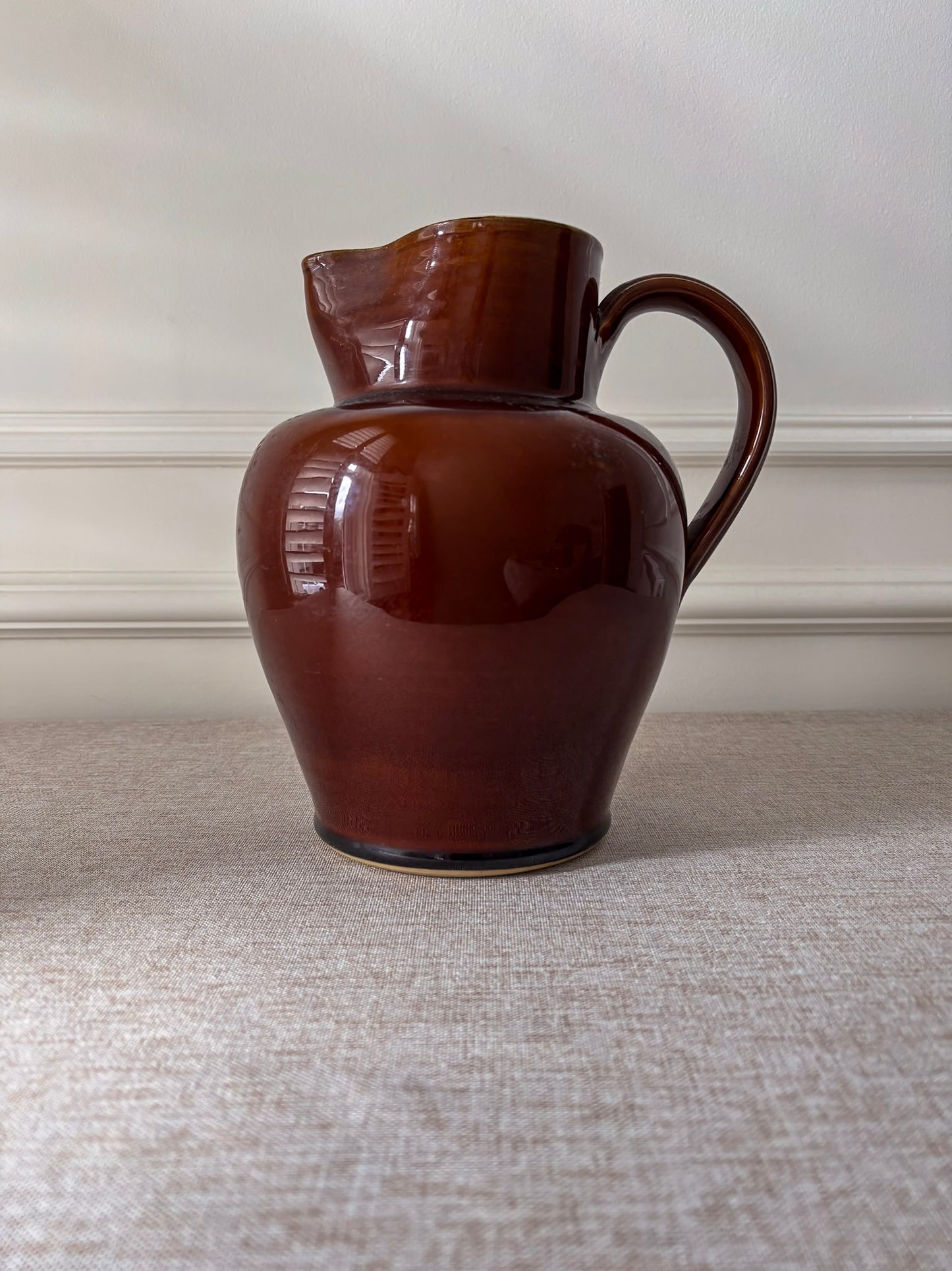 Large Brown Glazed Ceramic Jug