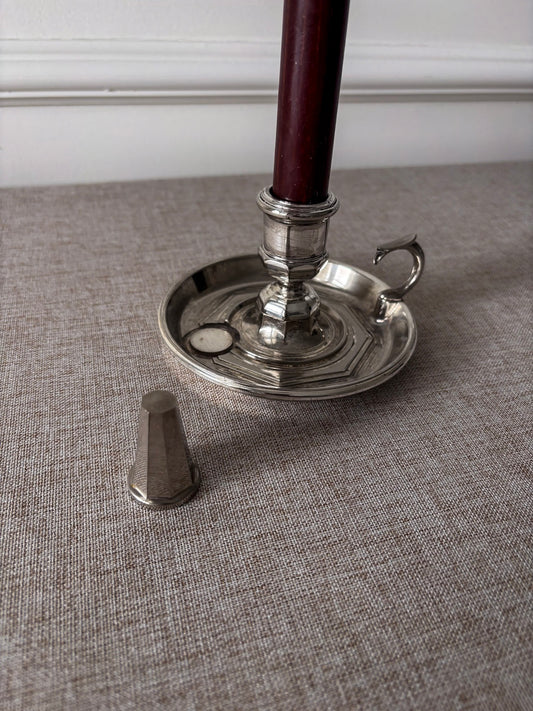 Silver-Plated Chamberstick Candle Holder with Snuffer
