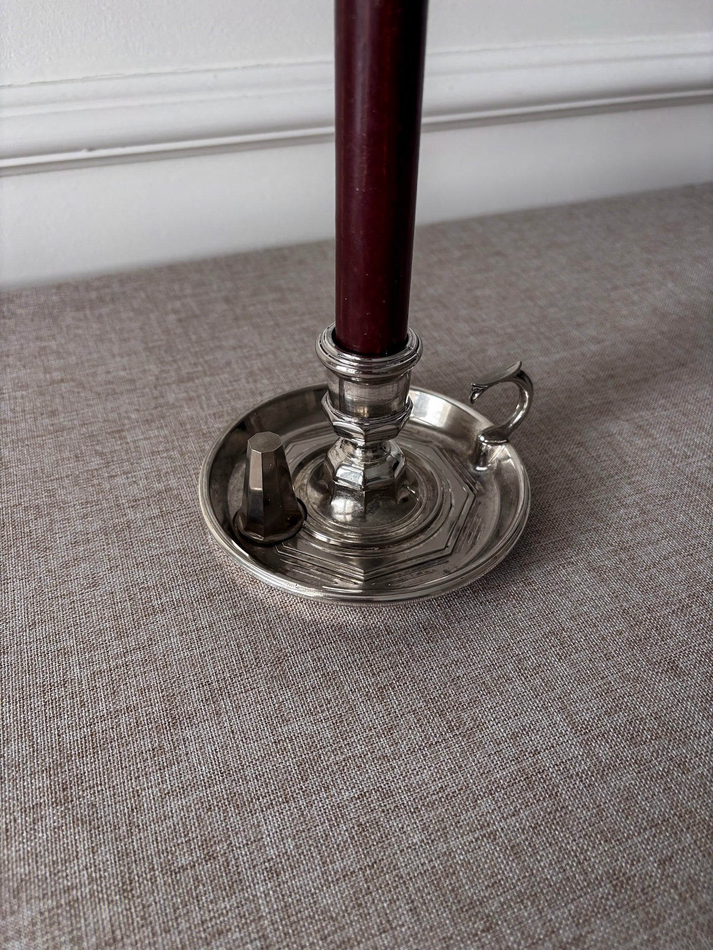 Silver-Plated Chamberstick Candle Holder with Snuffer