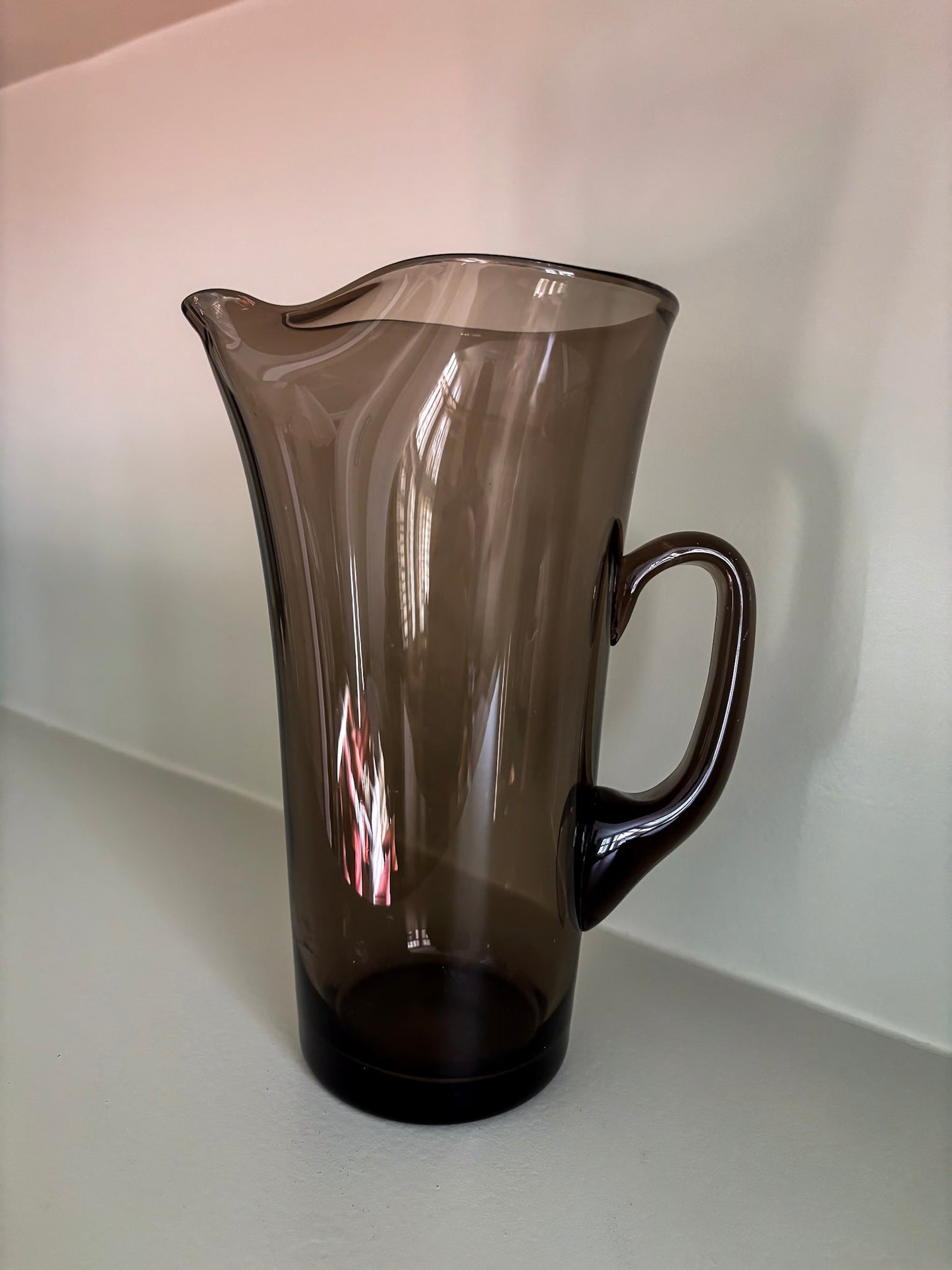 Mid-Century Smoked Glass Pitcher