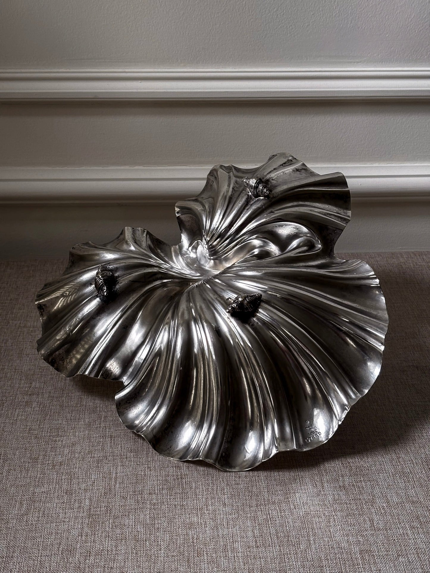 Vintage D&A EPNS Silver Plated Shell Dish | Sculptural Italian Centrepiece Bowl