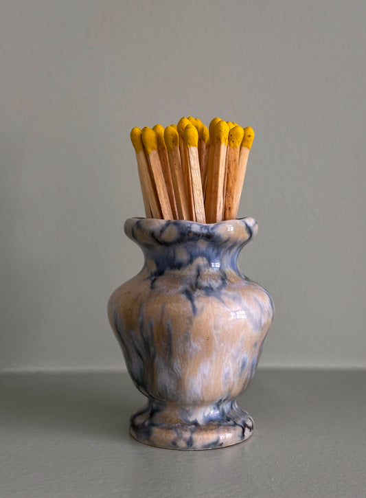 Vintage Studio Pottery Ruffled Edge Matchstick Holder – Glazed Ceramic