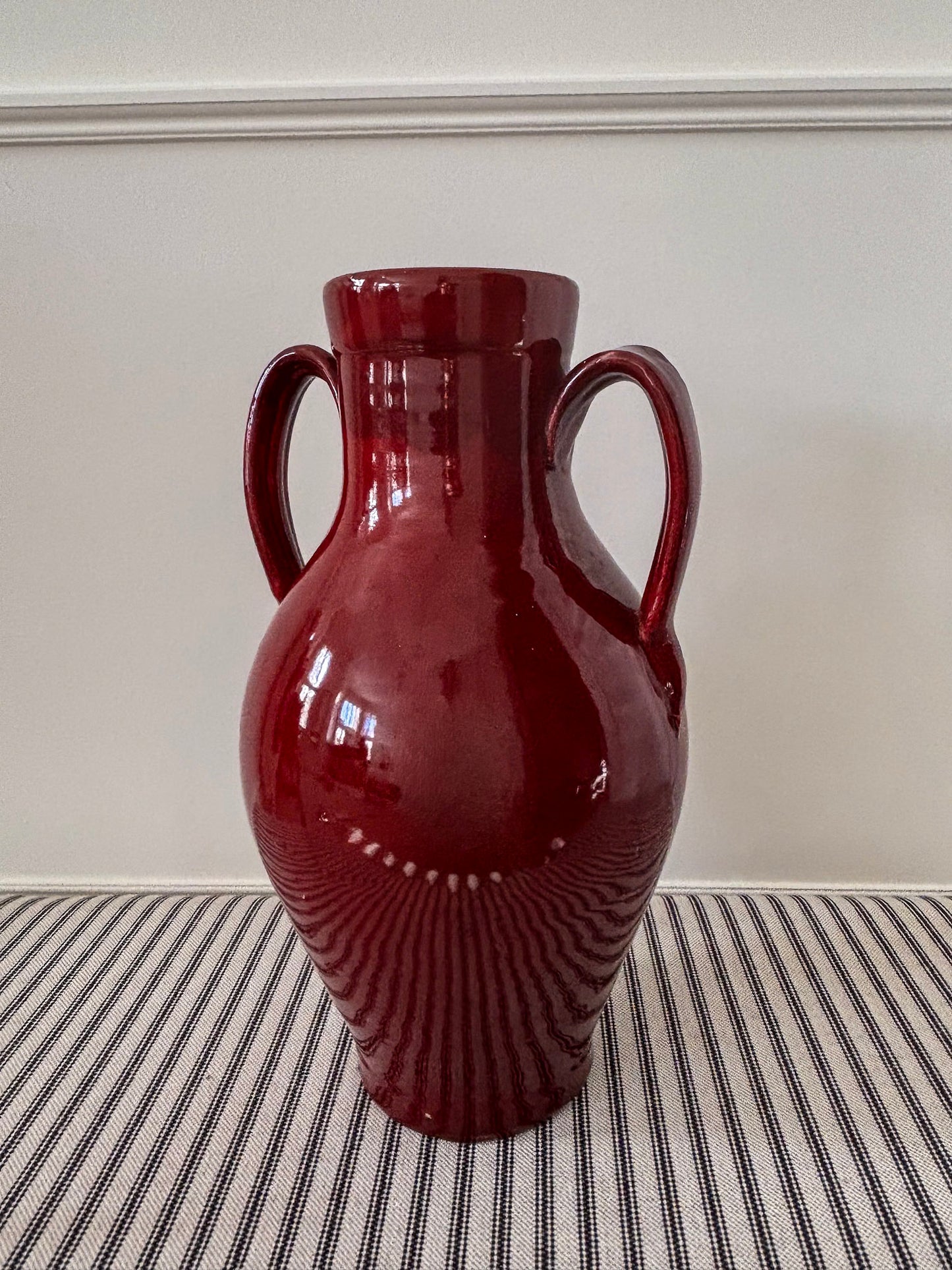 Nicola Fasano Red Glazed Dual-Handle Large Vase – Italian Studio Pottery Accent Piece