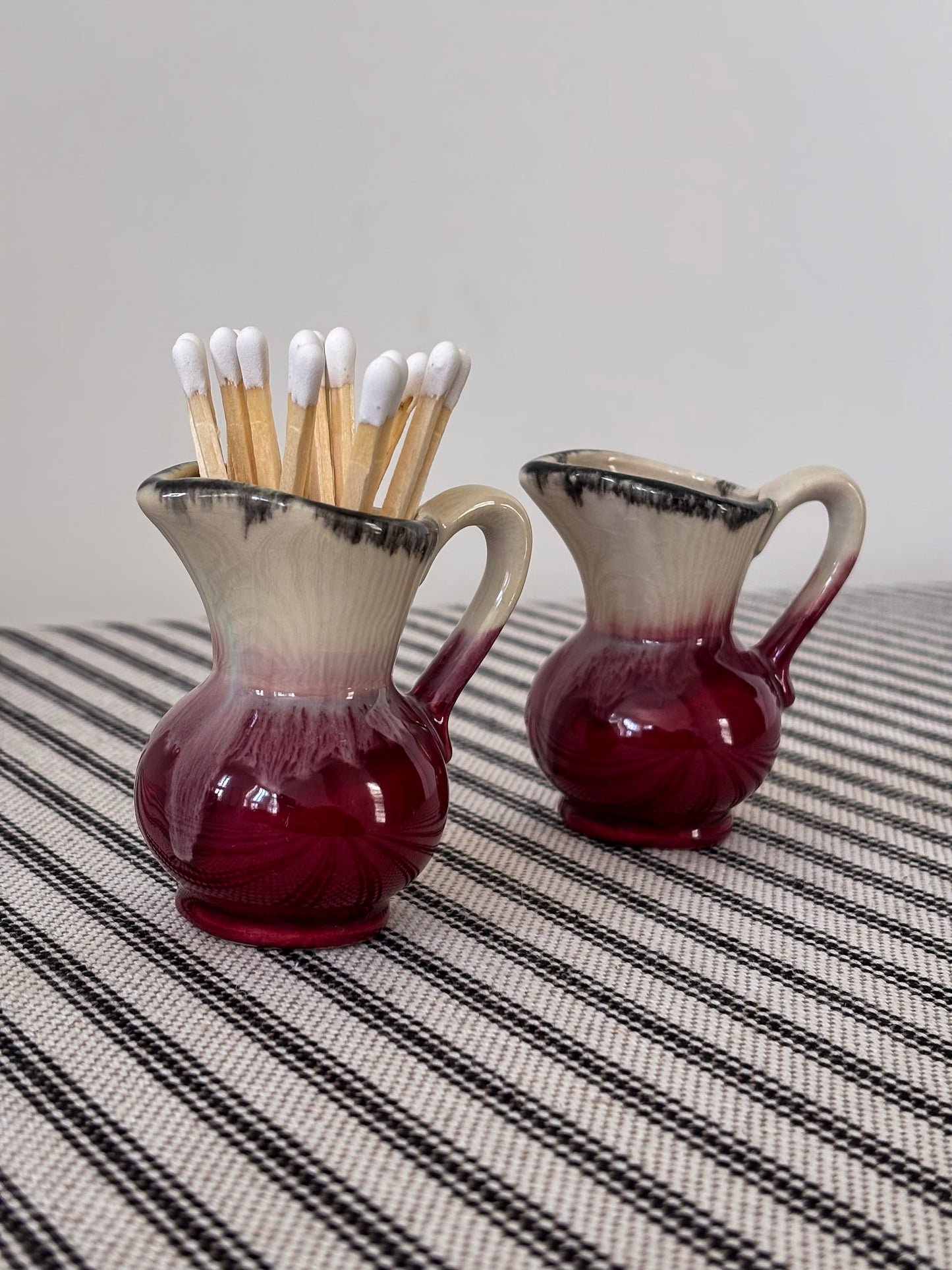 West German Drip-Glaze Ceramic Vessel Matchstick Holder