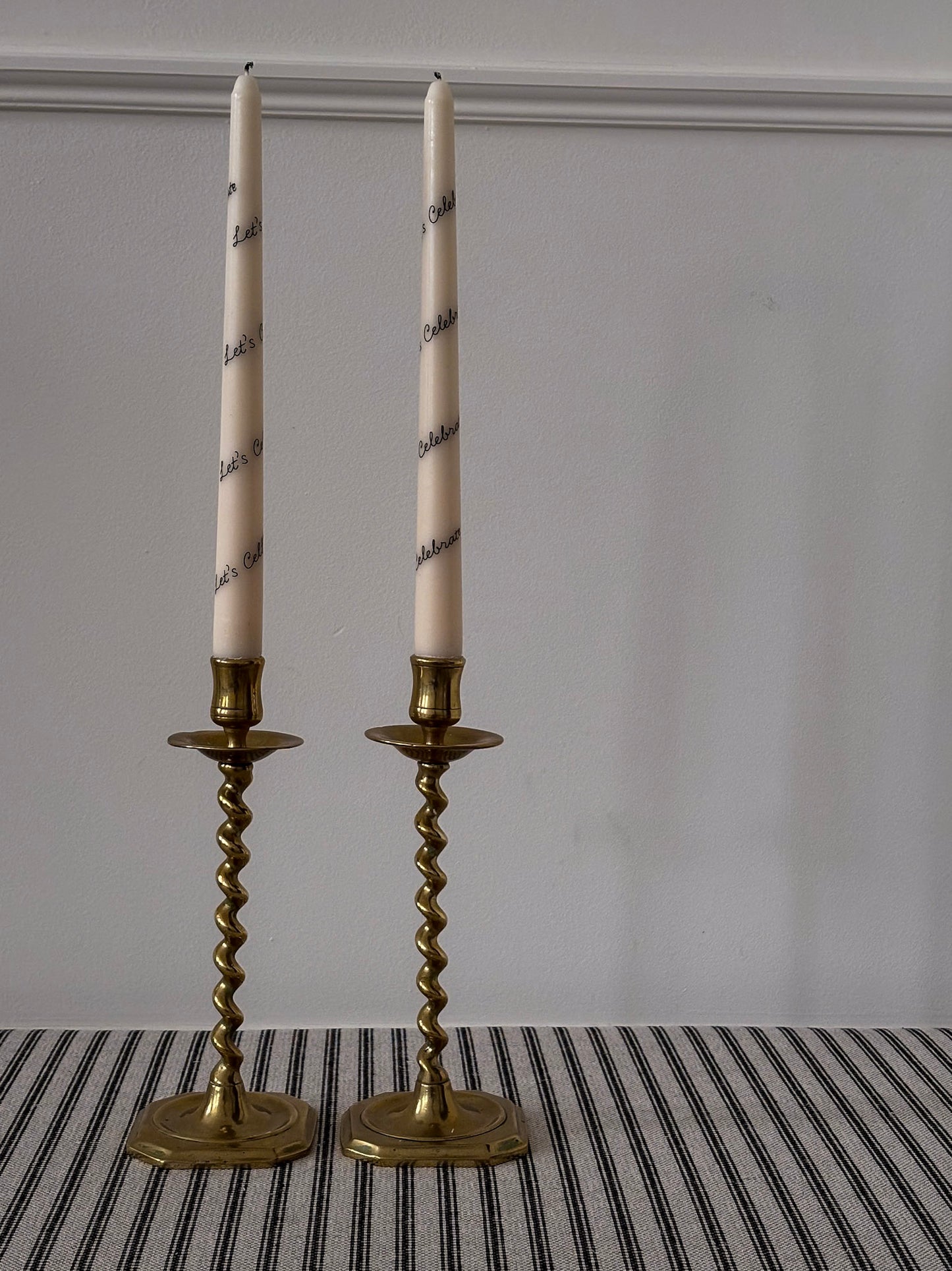 Pair of Brass Twist Candlestick Holders