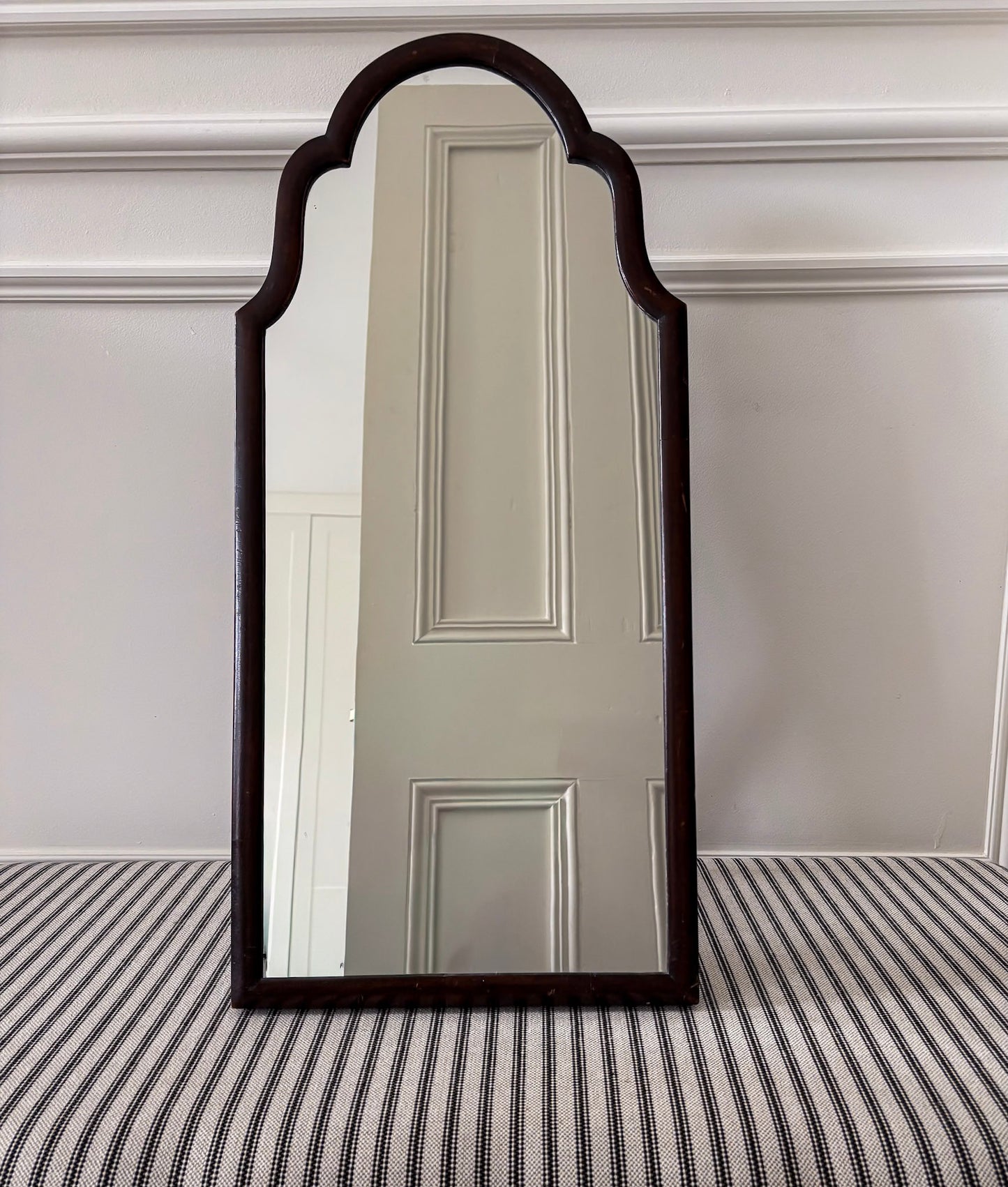 Dark Wood Scalloped Free-Standing Mirror