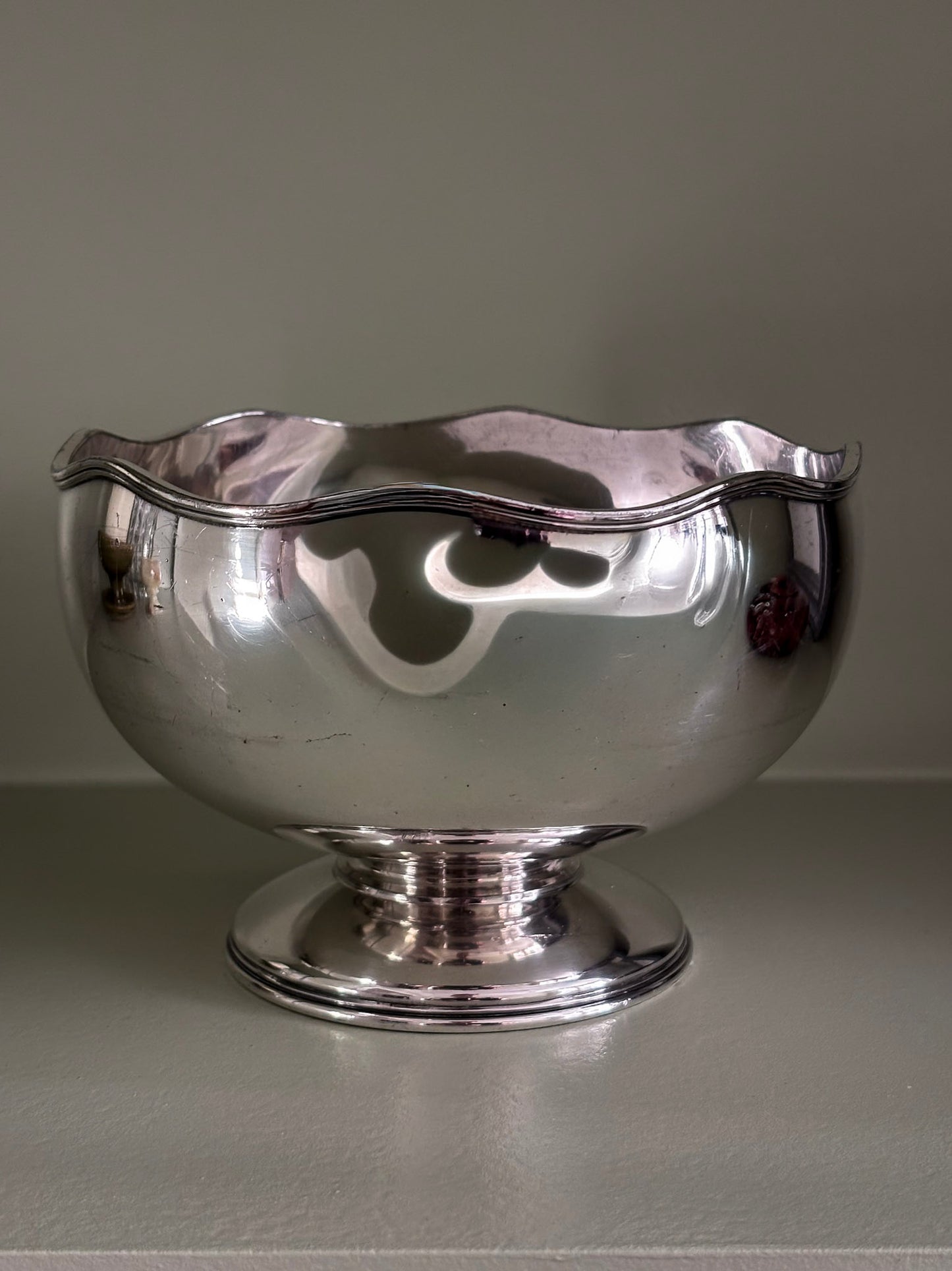 Silver-Plated Scalloped Footed Bowl