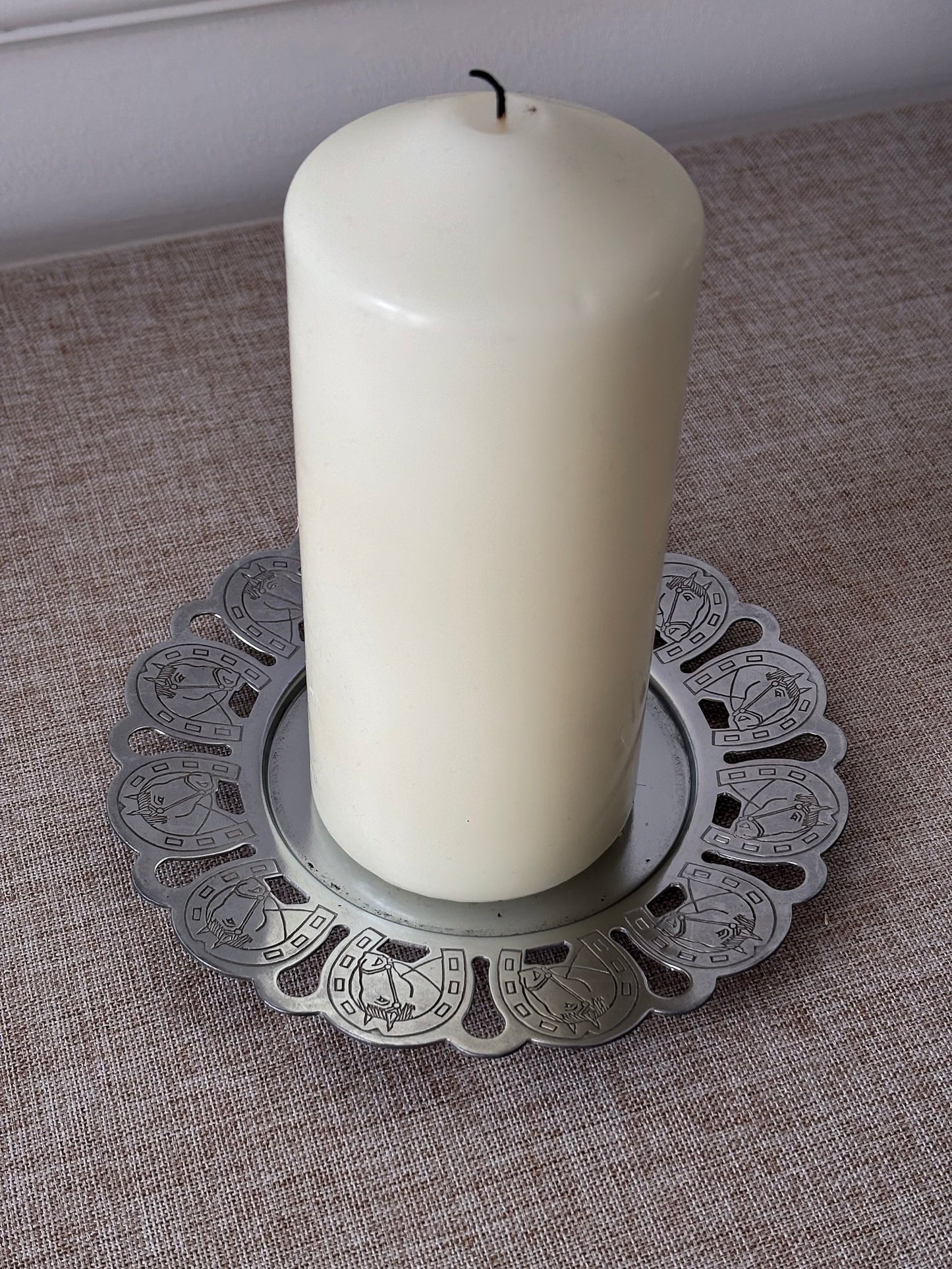 Silver-Tone Horseshoe Trinket Tray / Candle Plate