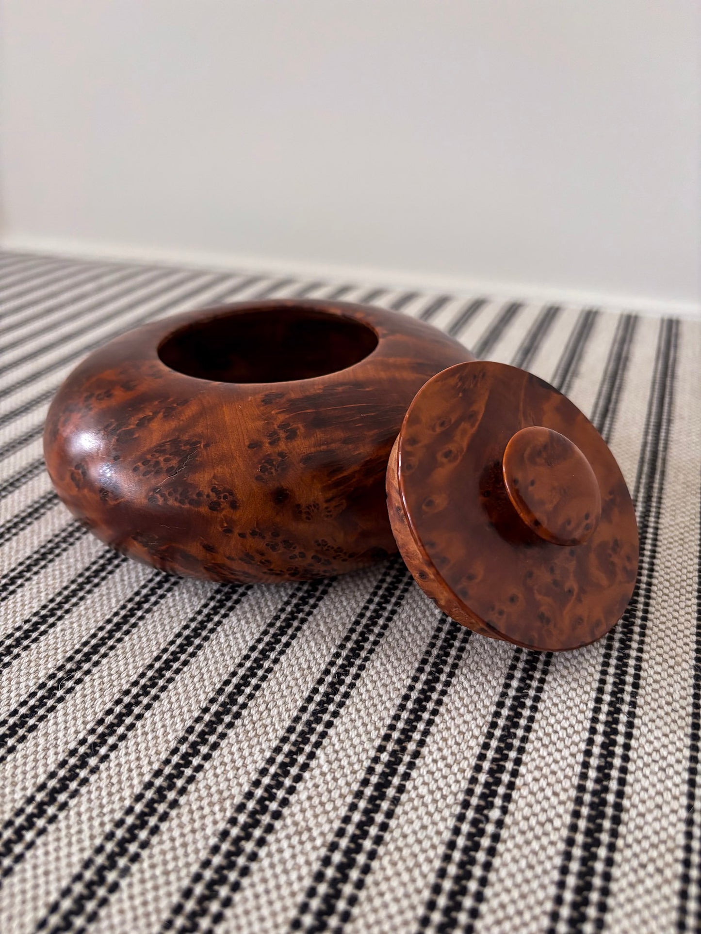Vintage Thuya Burr Wood Lidded Pot