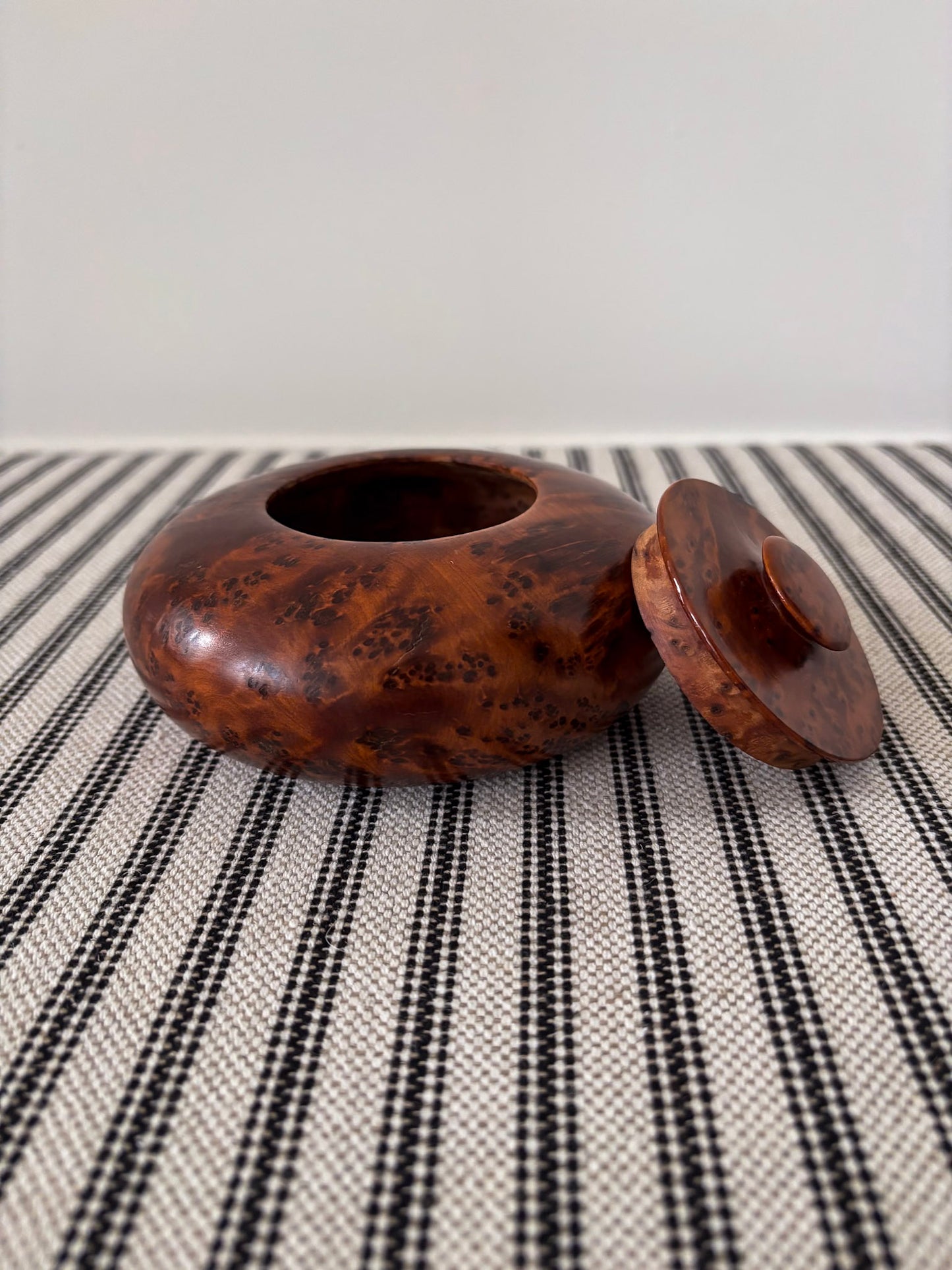 Vintage Thuya Burr Wood Lidded Pot