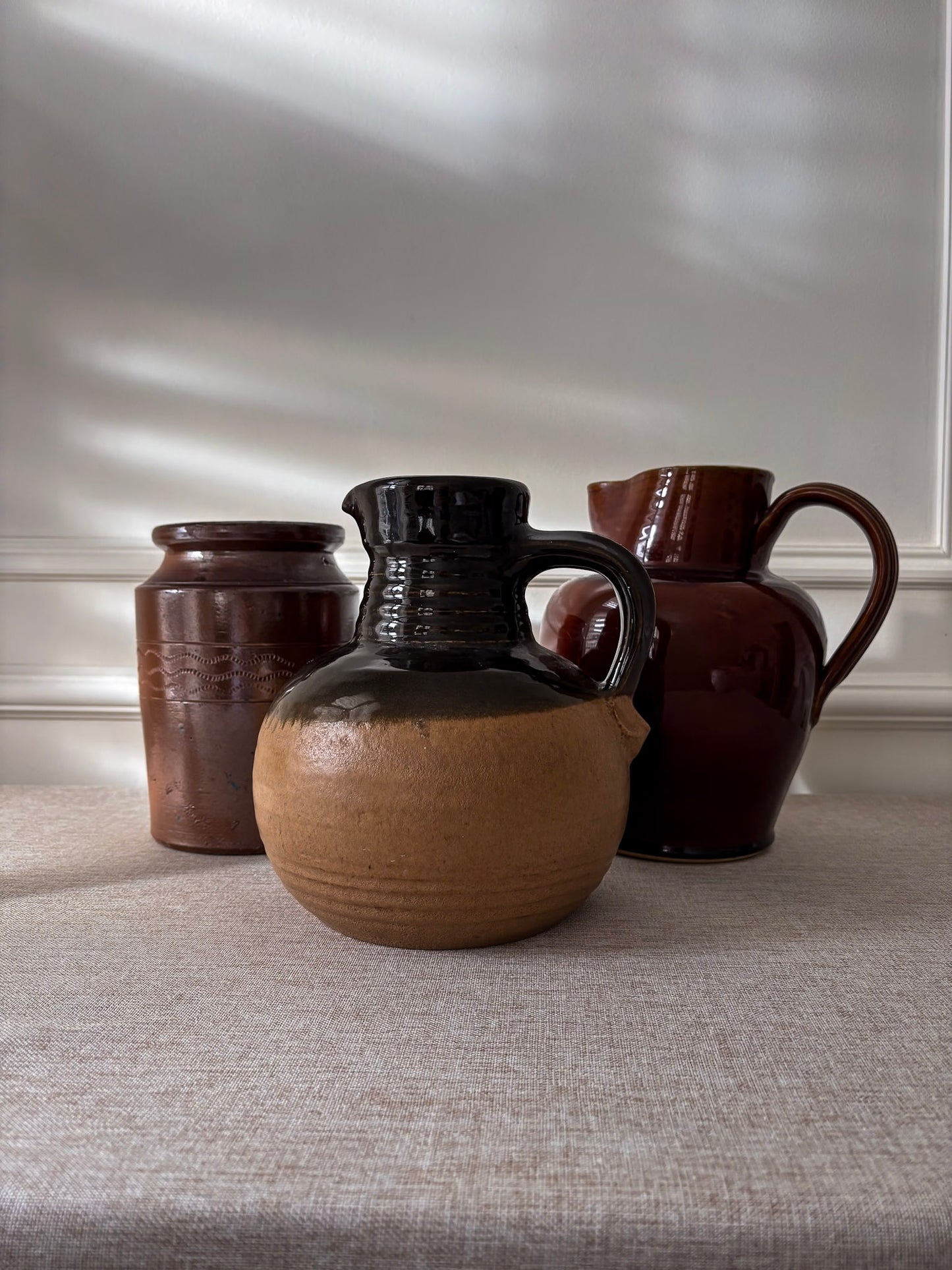 West German Rustic Ceramic Brown Glazed Jug