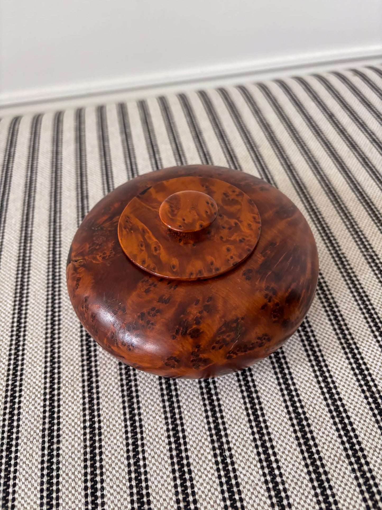 Vintage Thuya Burr Wood Lidded Pot