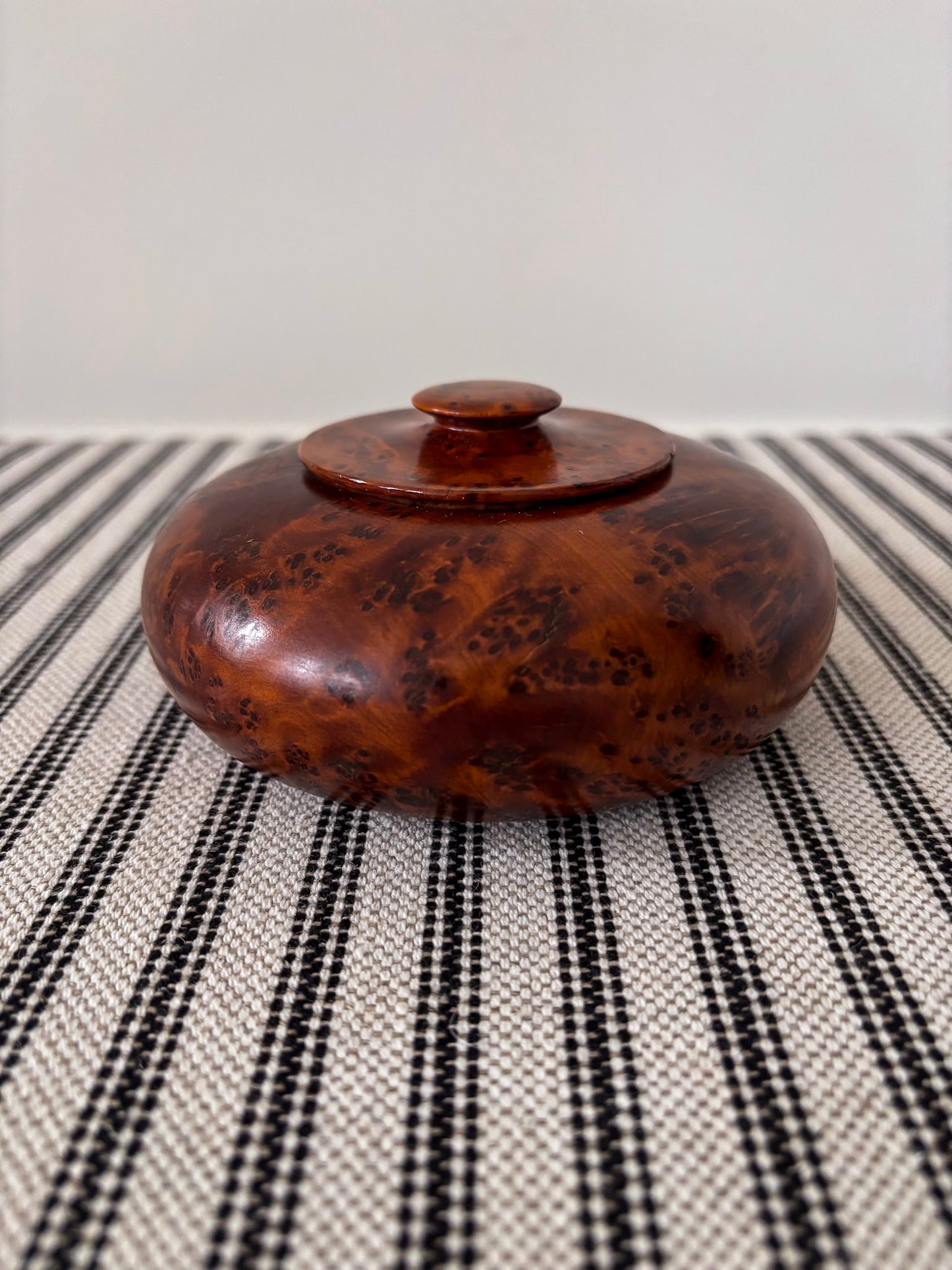 Vintage Thuya Burr Wood Lidded Pot