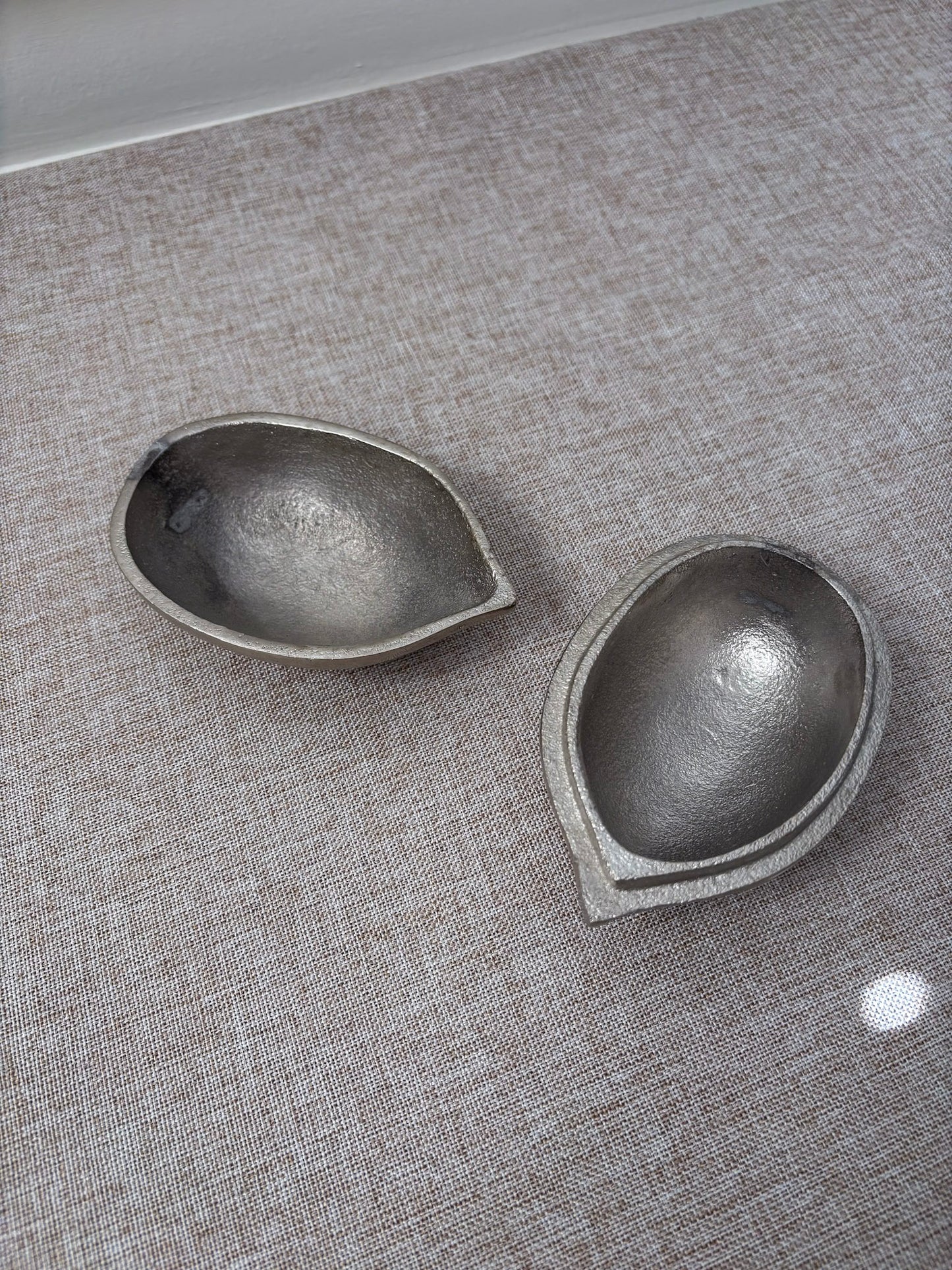 Silver Metal Walnut Trinket Box, Decorative Storage Dish with Lid