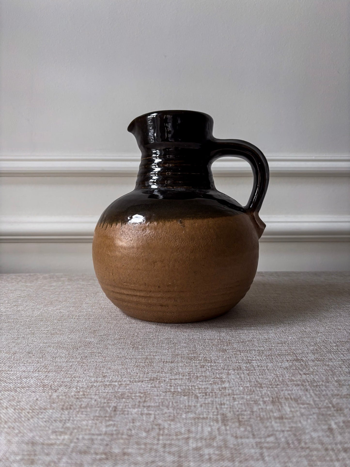 West German Rustic Ceramic Brown Glazed Jug