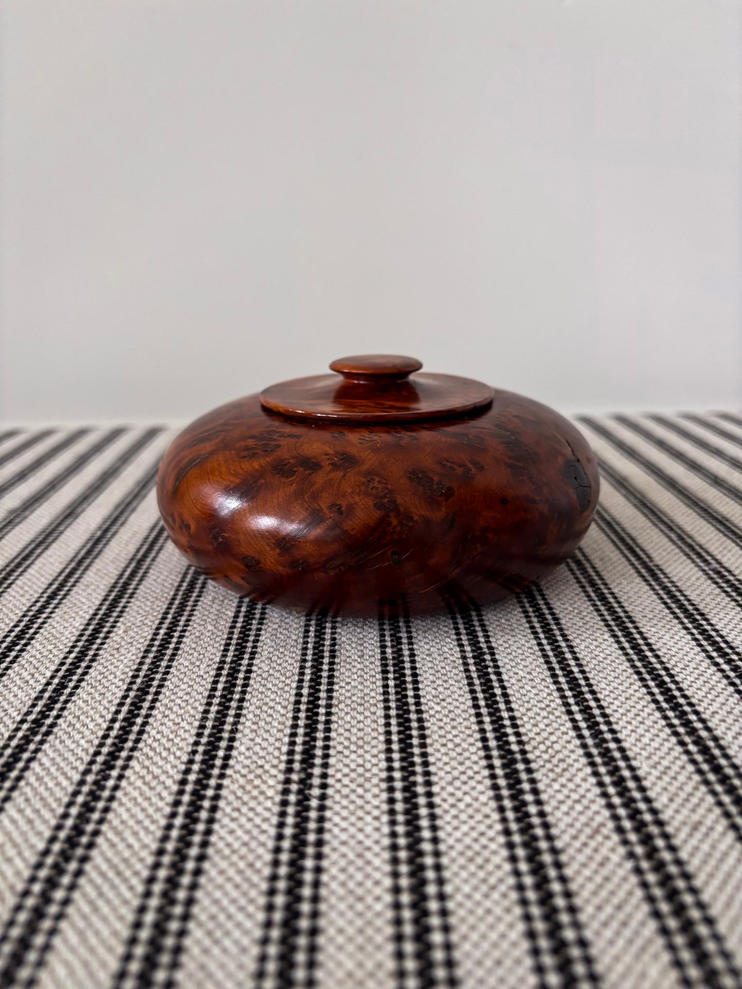 Vintage Thuya Burr Wood Lidded Pot