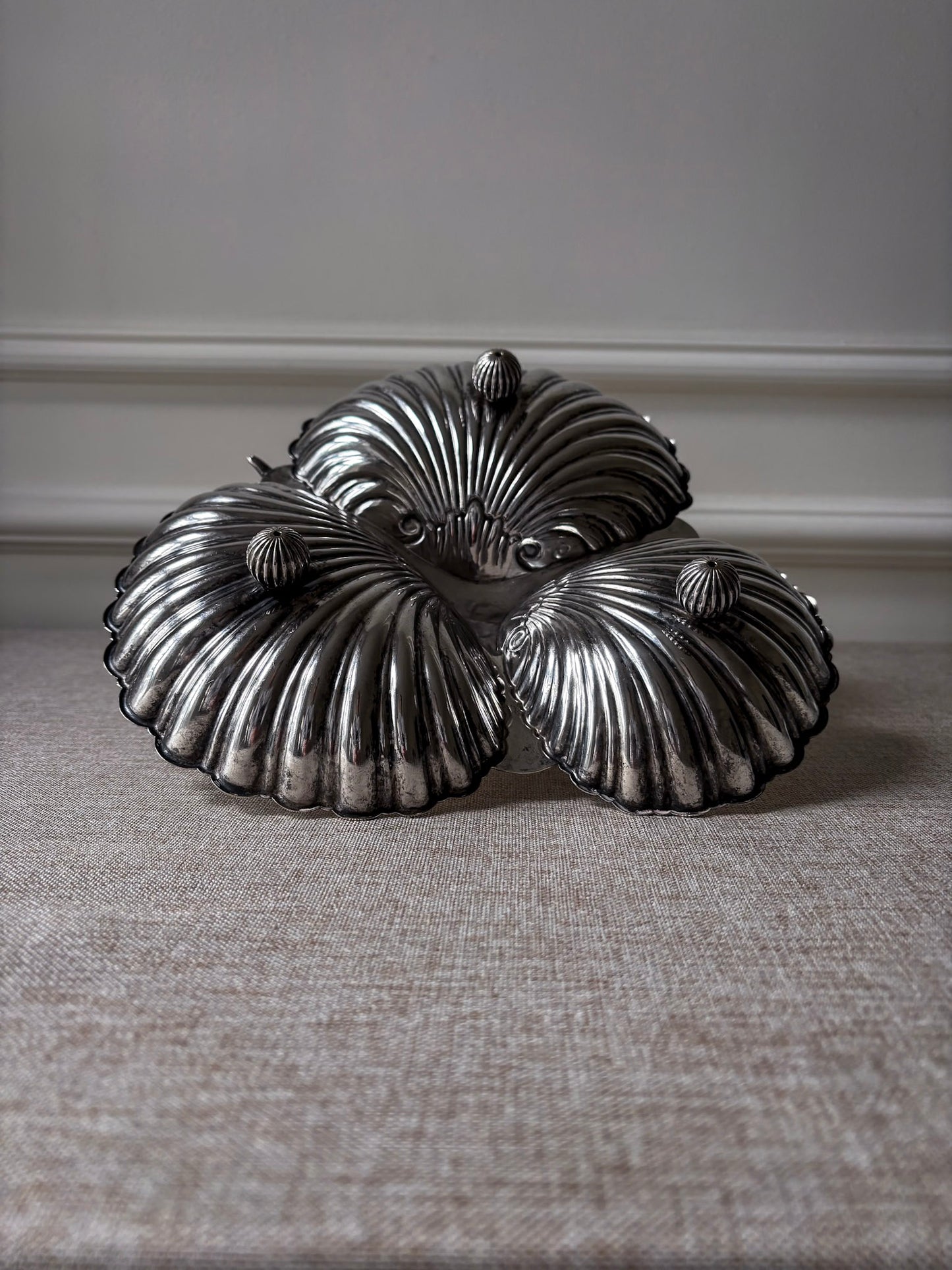 Triple Shell Silver-Plated Serving Dish