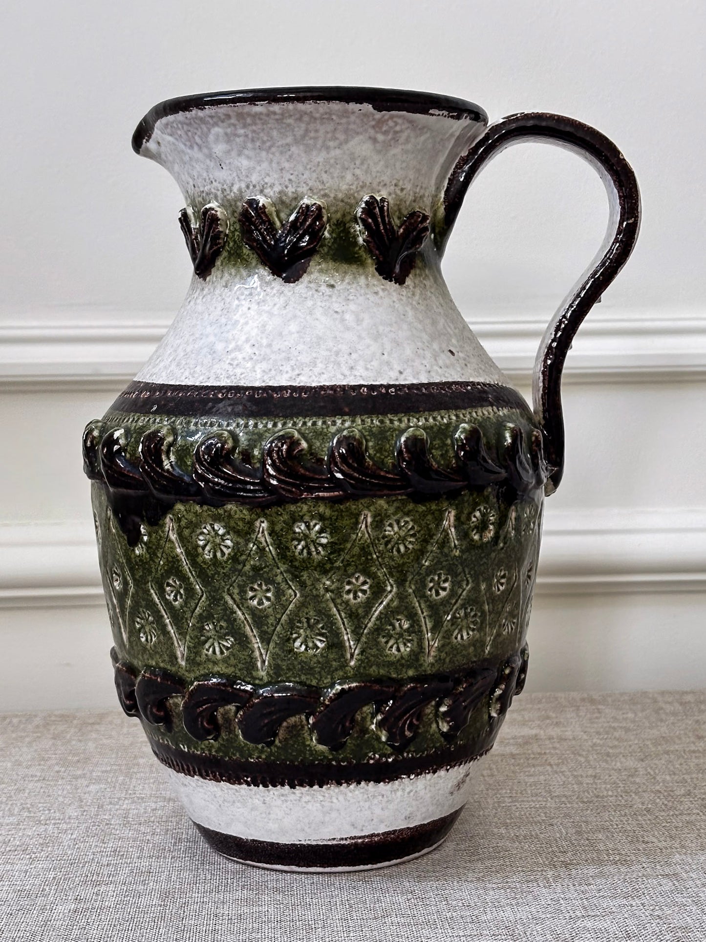 Vintage Italian Ceramic Jug Vase Attributed to Nuovo Rinascimento | Mid Century Pottery