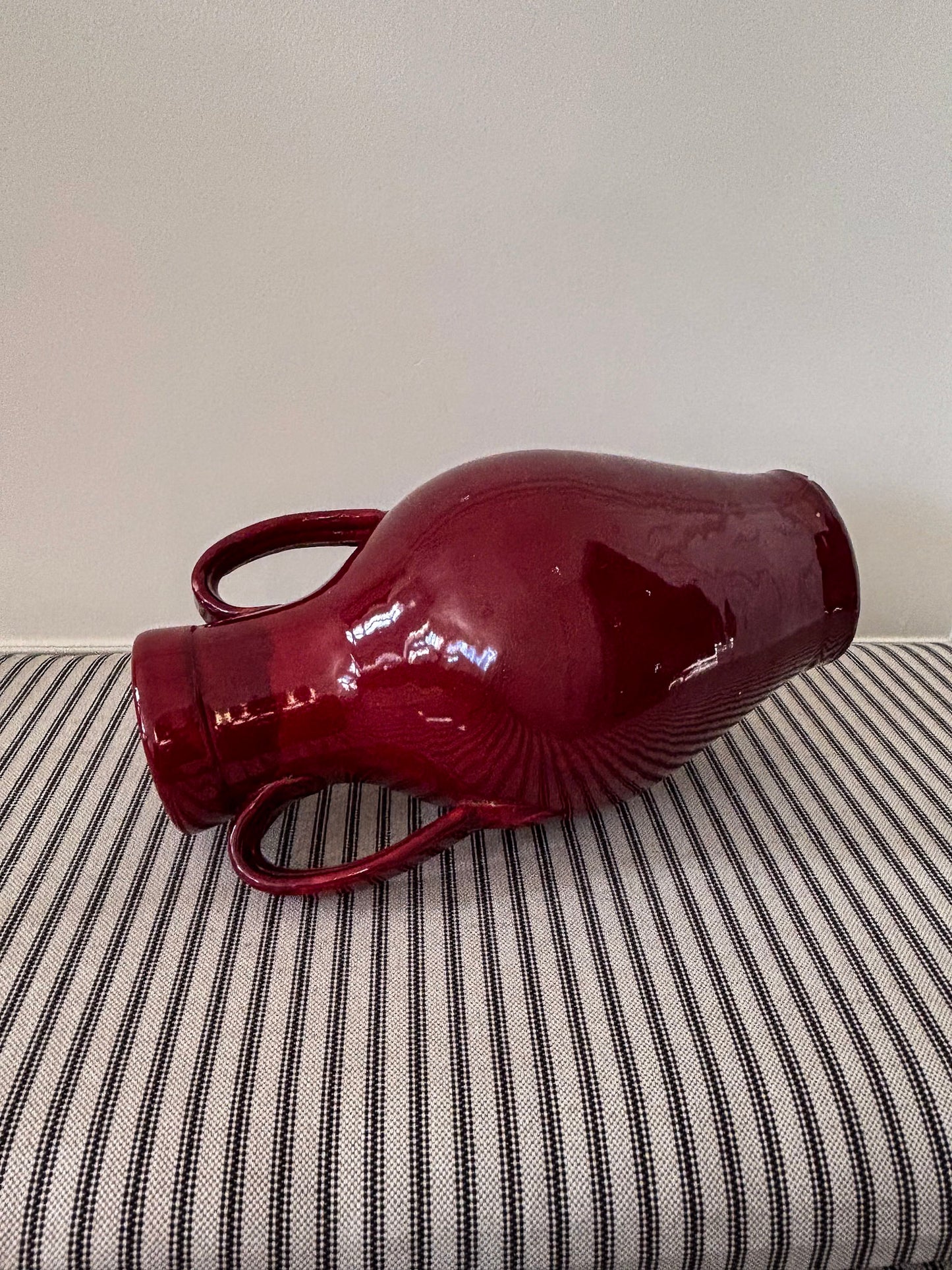 Nicola Fasano Red Glazed Dual-Handle Large Vase – Italian Studio Pottery Accent Piece