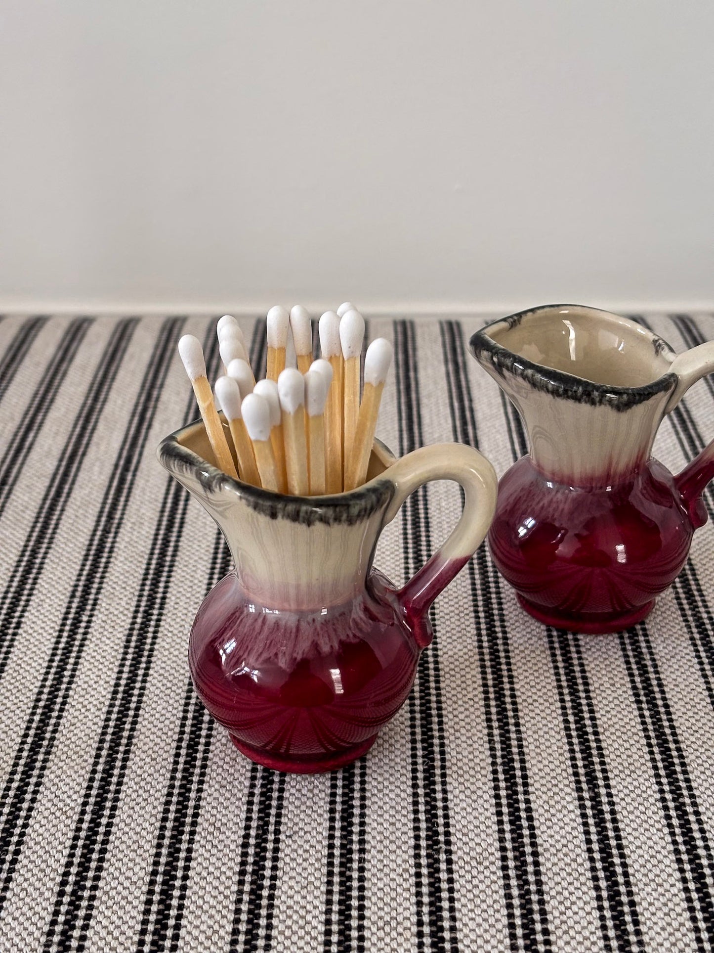 West German Drip-Glaze Ceramic Vessel Matchstick Holder