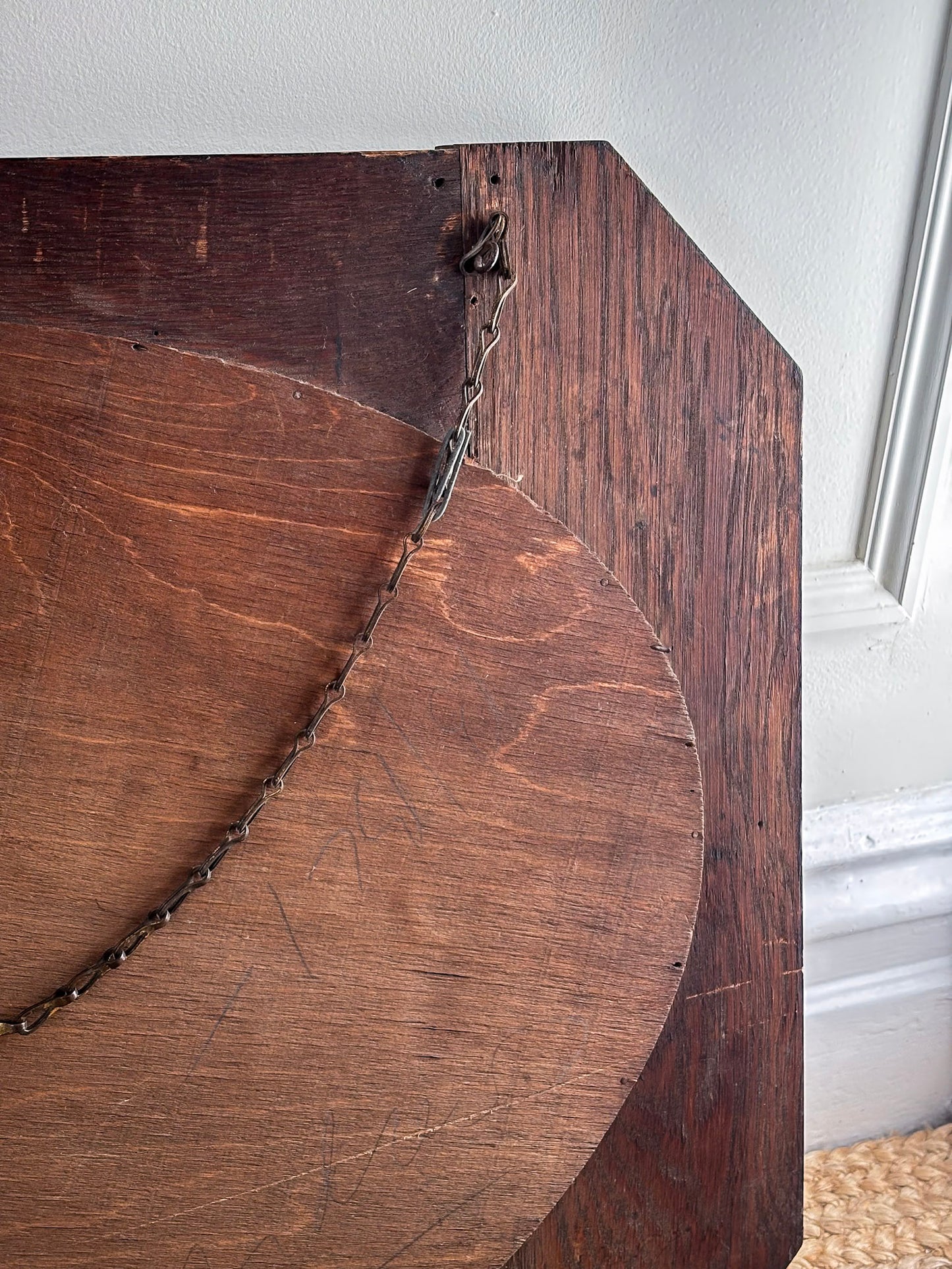 Vintage Beaded-Edge Oak Mirror