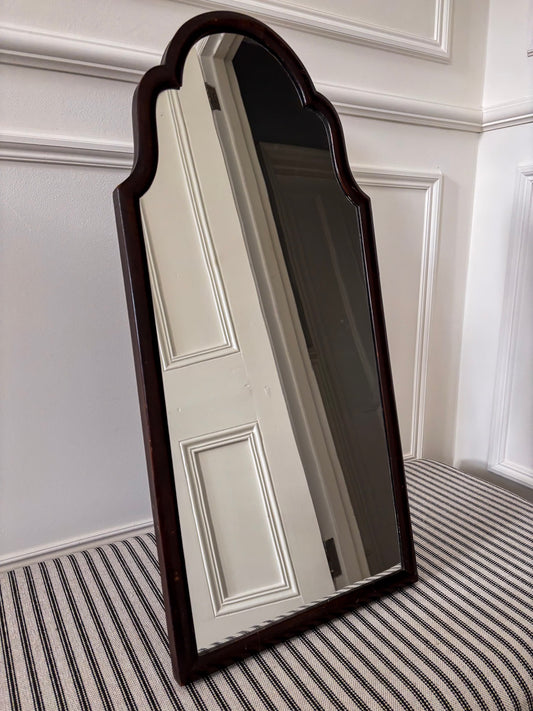Dark Wood Scalloped Free-Standing Mirror